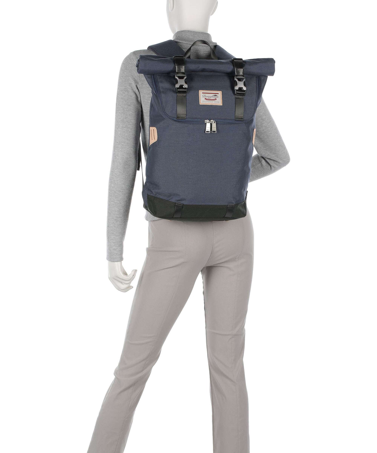 Doughnut Glossy Blocking Christopher Rolltop backpack black/red