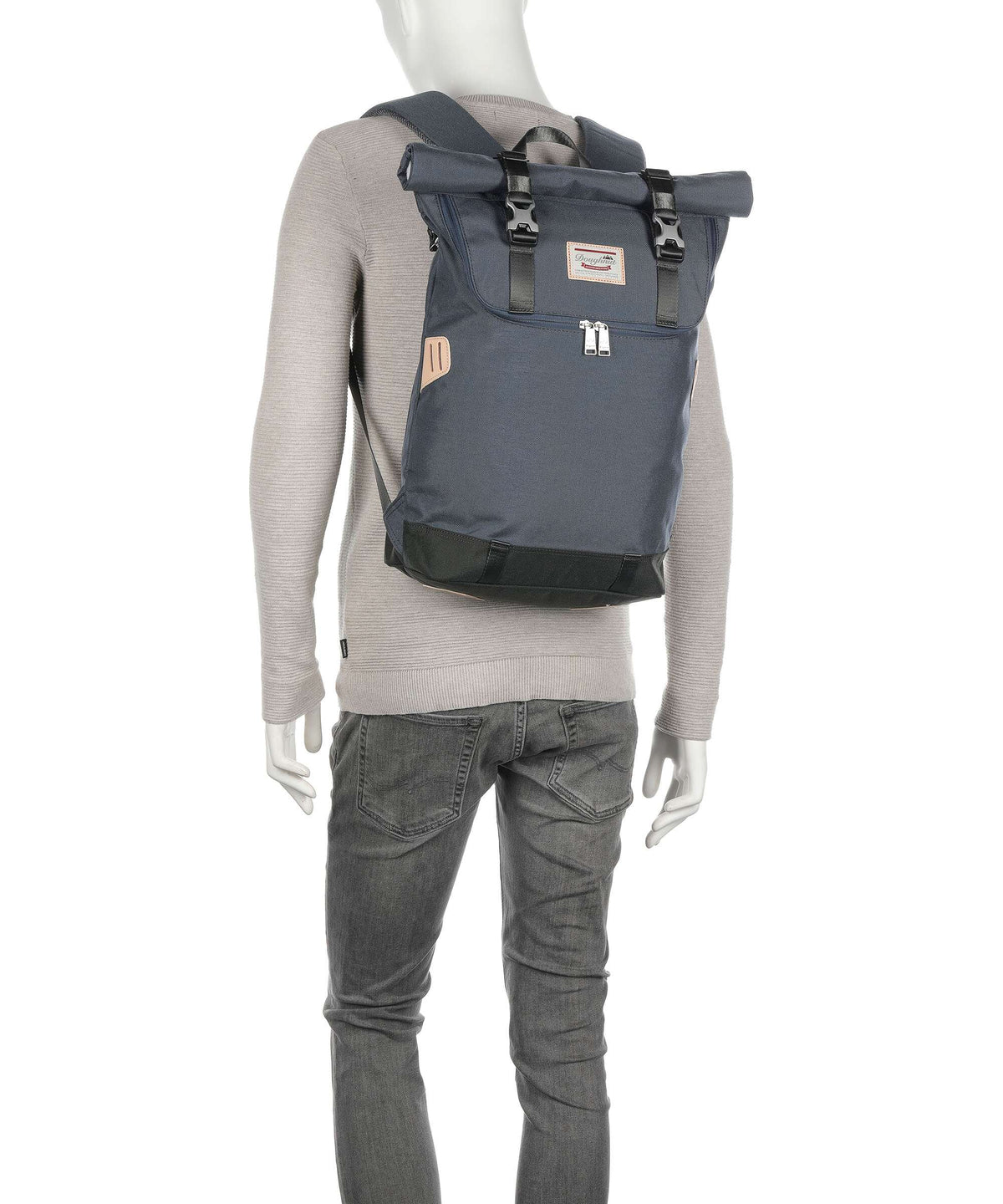 Doughnut Glossy Blocking Christopher Rolltop backpack black/red