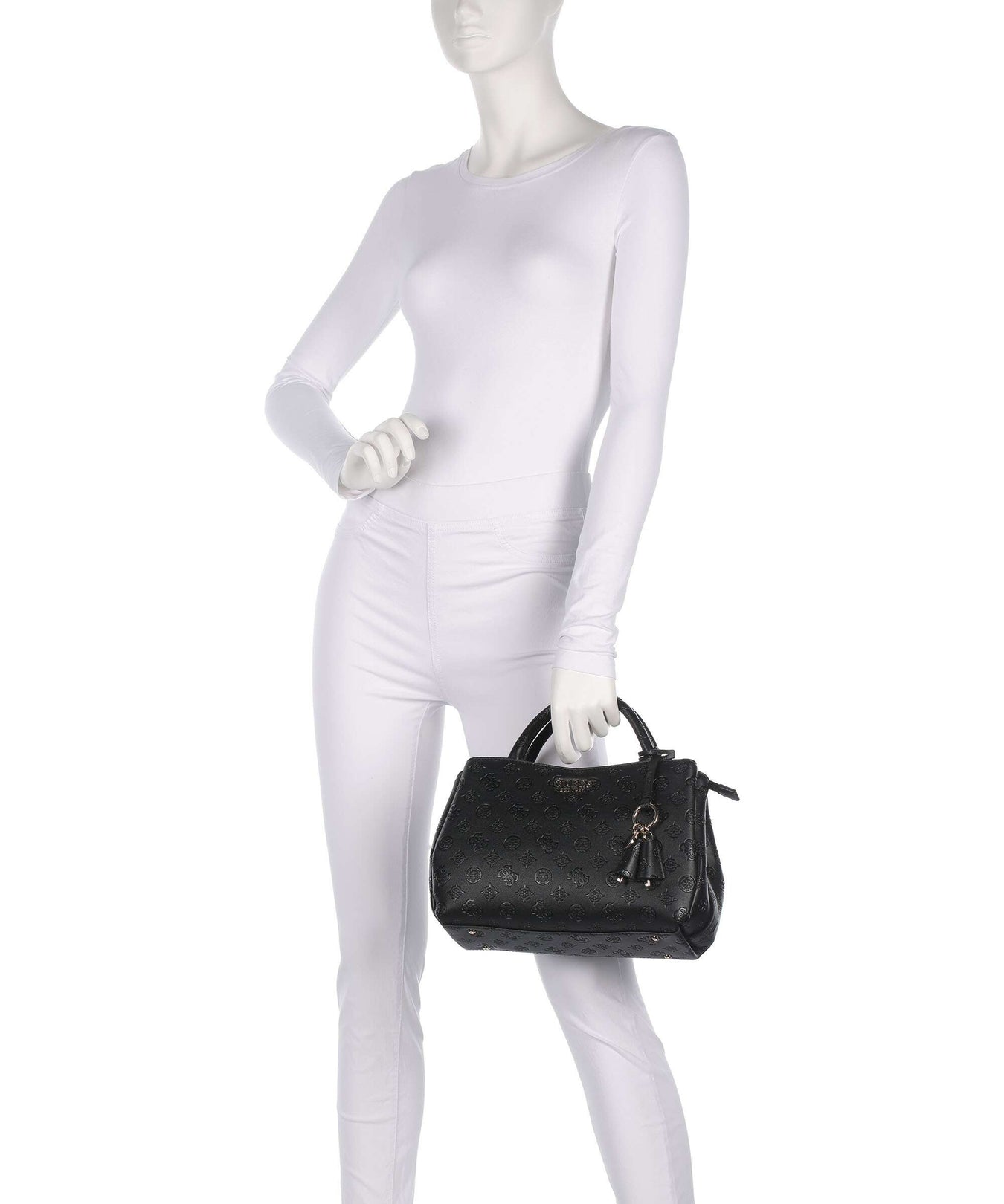 Guess Phoebe Peony Debossed Handbag black logo