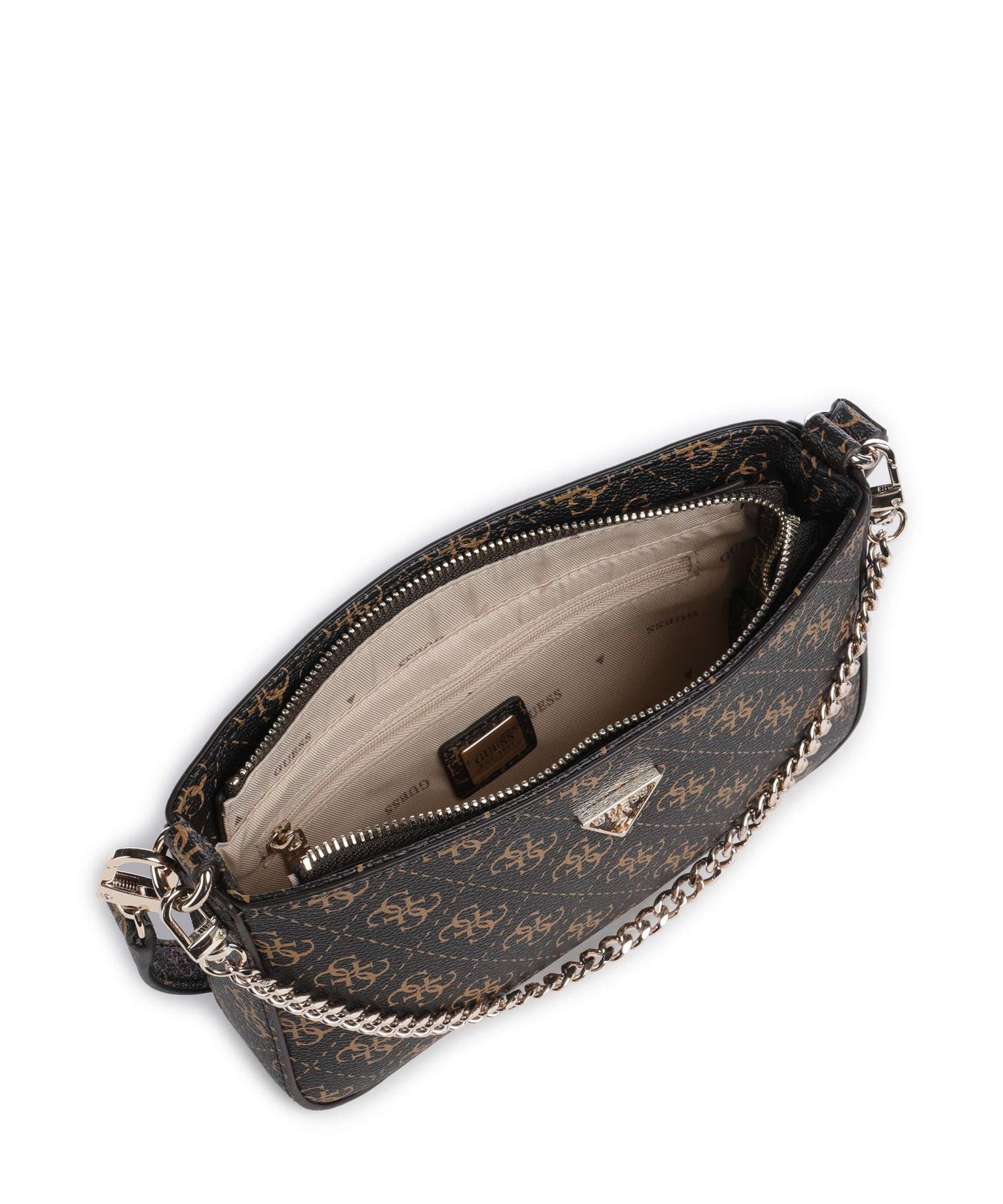 Guess Noelle Q Logo Shoulder bag brown logo