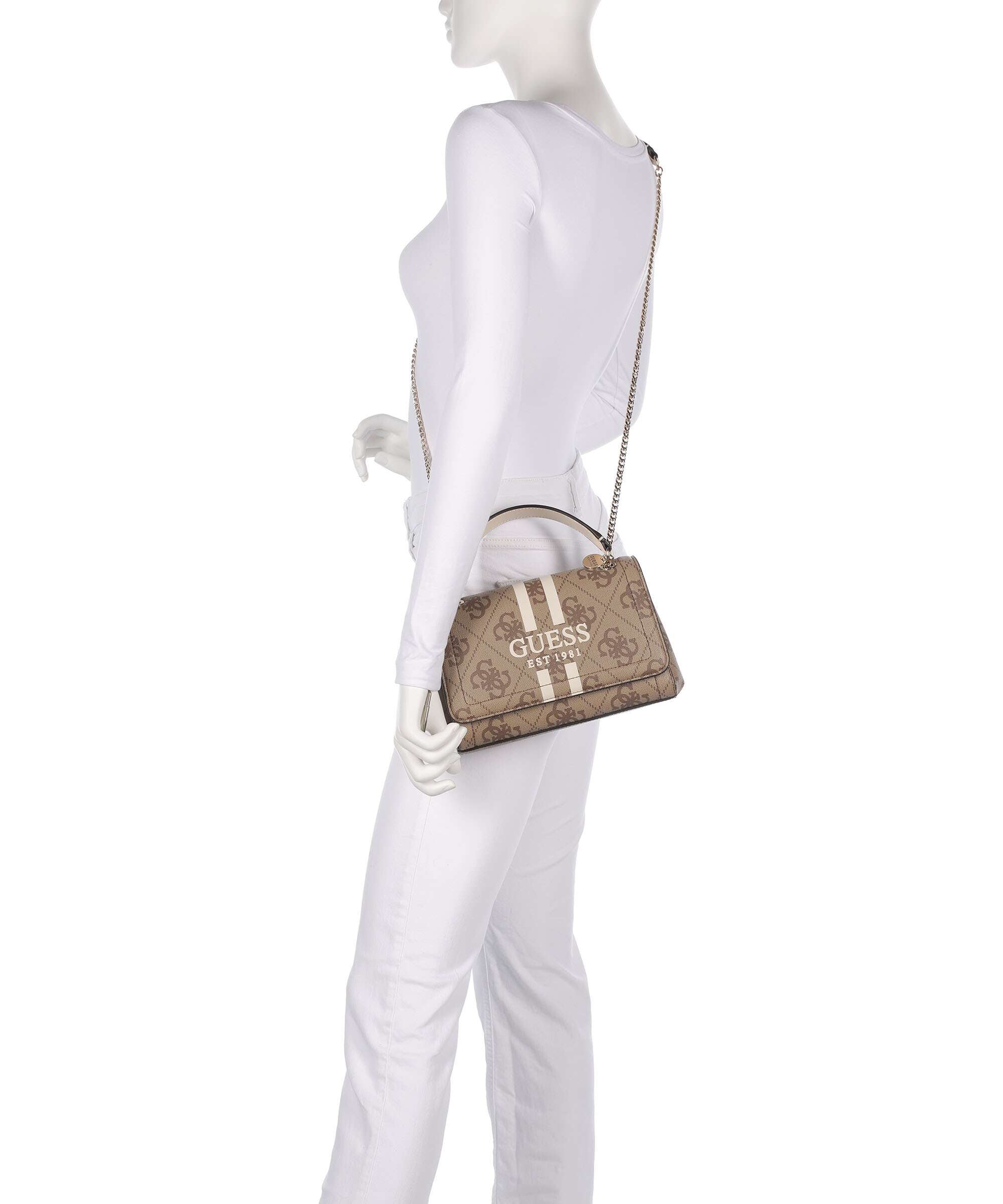 Guess Noelle 4G Logo Shoulder bag latte logo