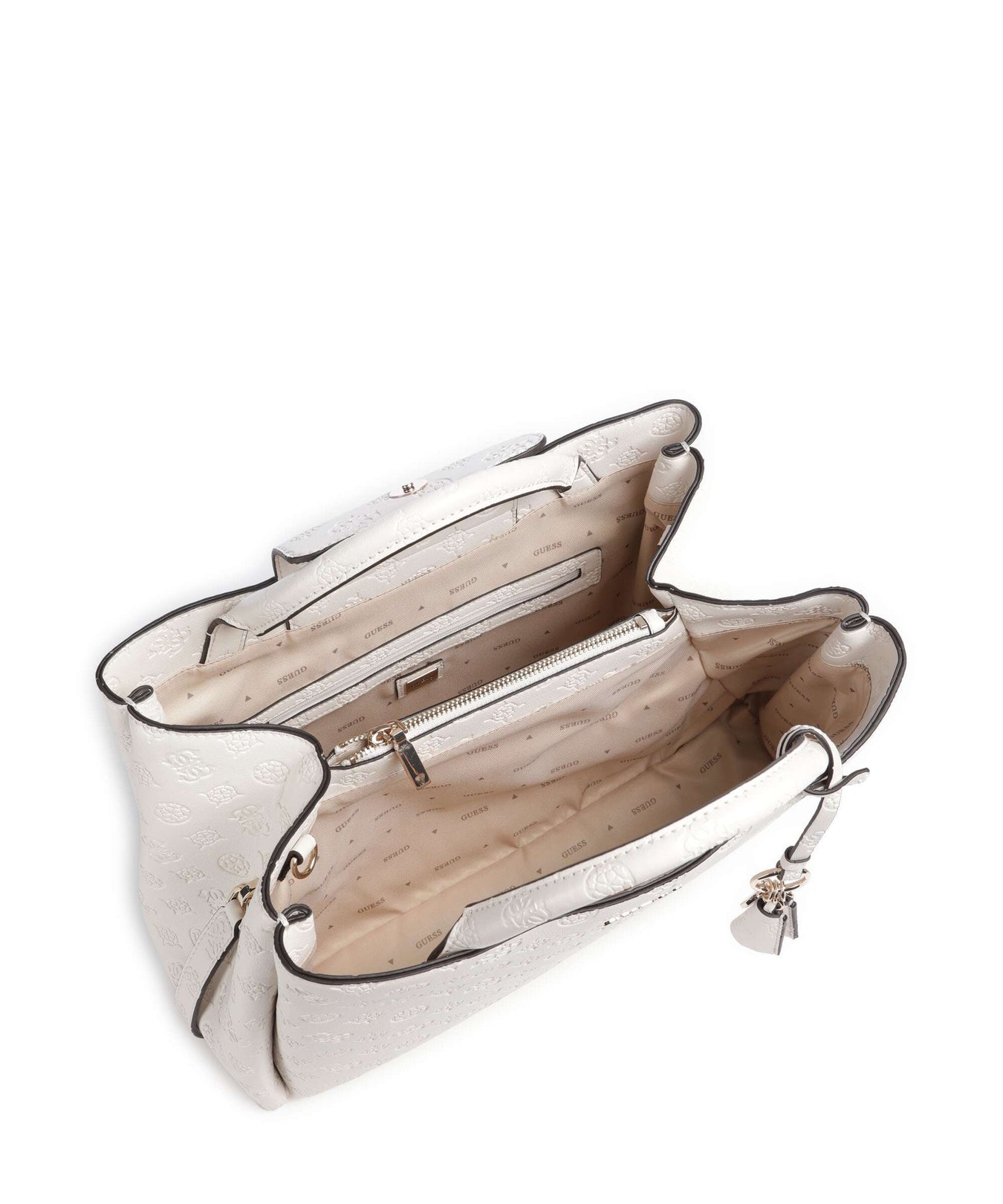 Guess Phoebe Peony Debossed Handbag offwhite logo