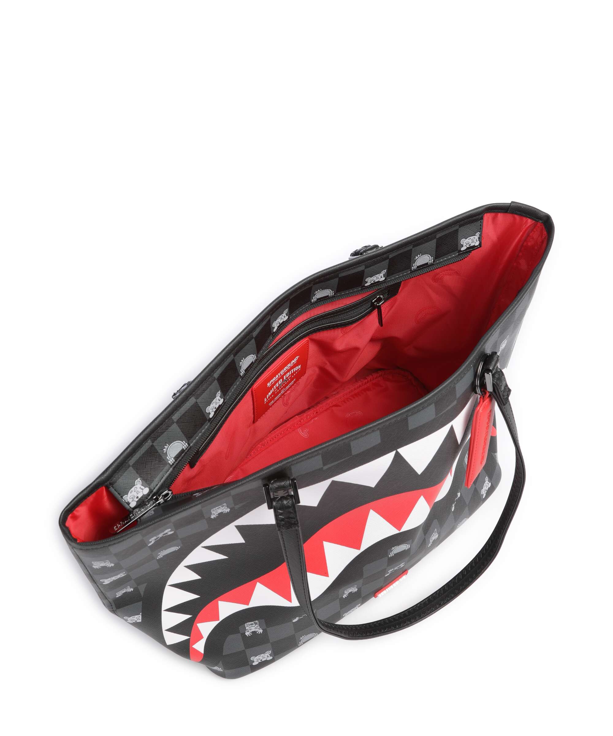 Sprayground Gray Peeking Character Check Tote bag black