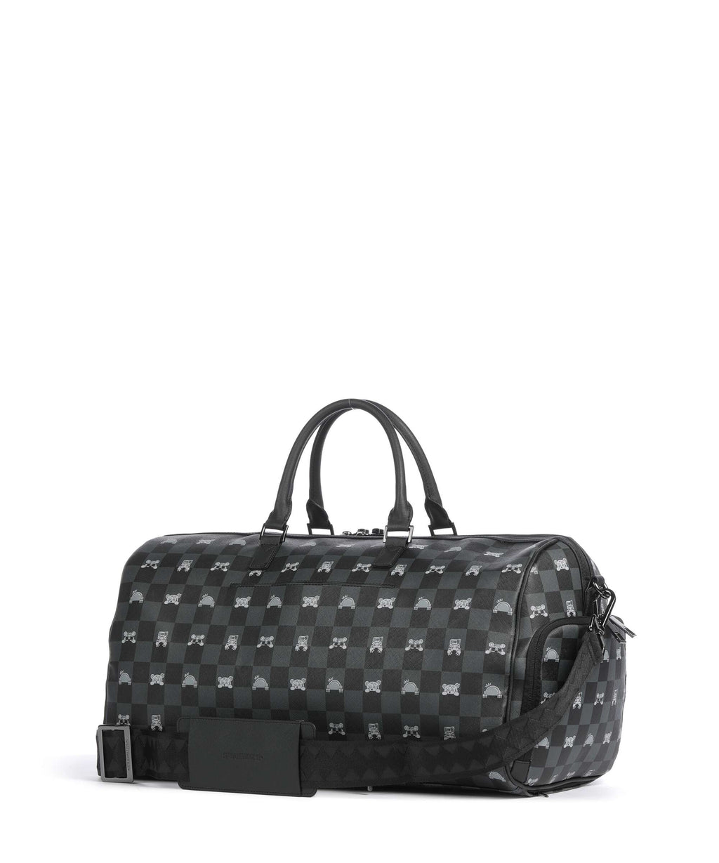 Sprayground Gray Peeking Character Check Weekend bag black