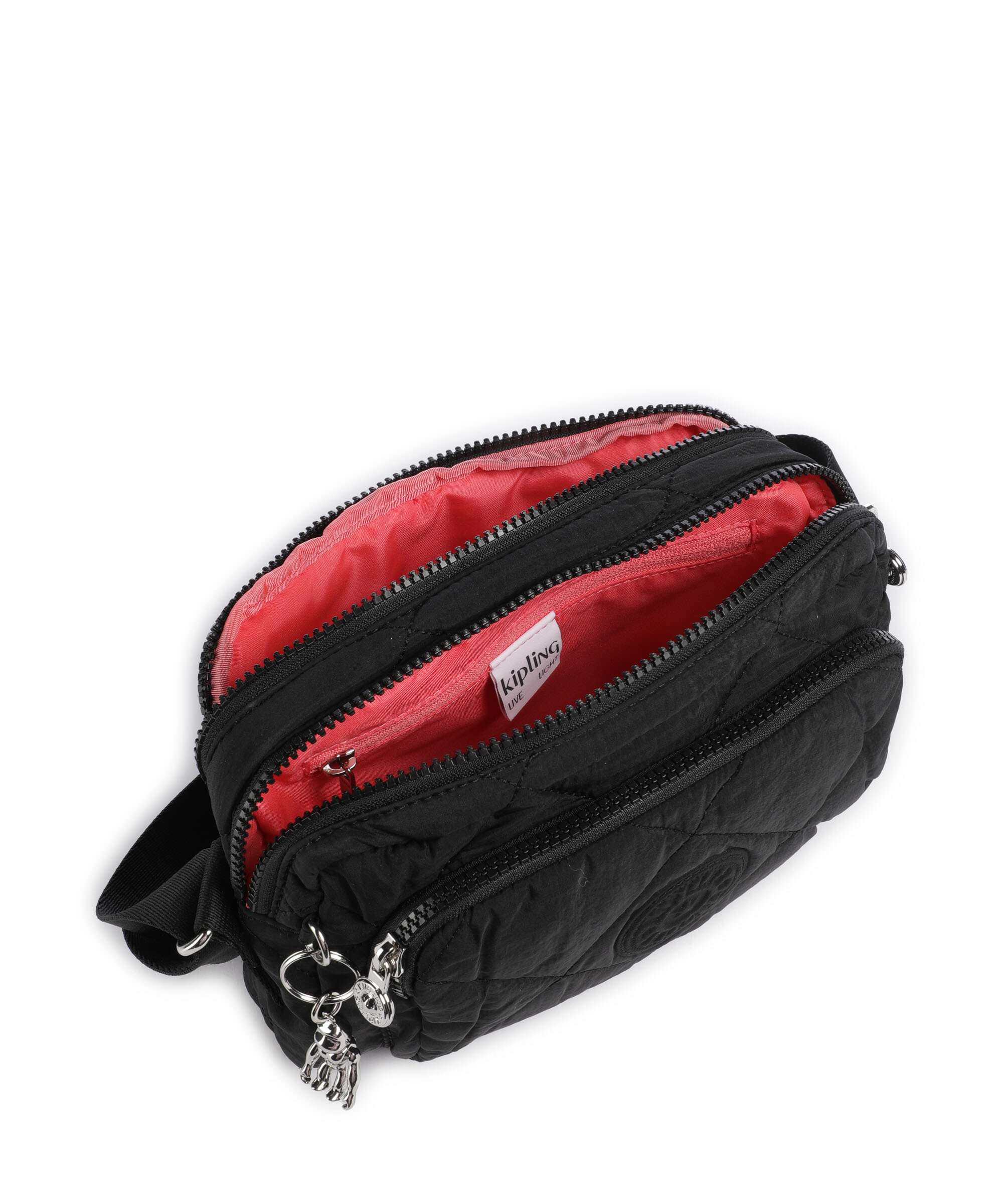 Kipling Crinkled Quilt Abanu M Zip Crossbody bag cosmic black