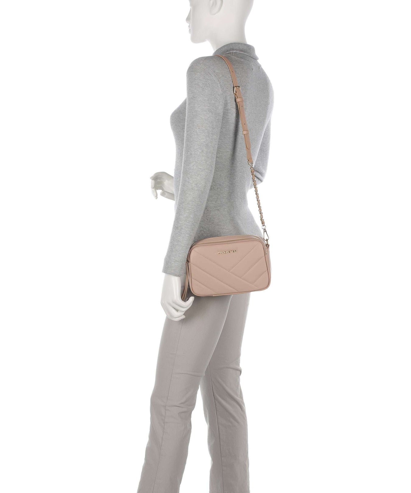 Lancaster Soft Matelassé Crossbody bag nuderose