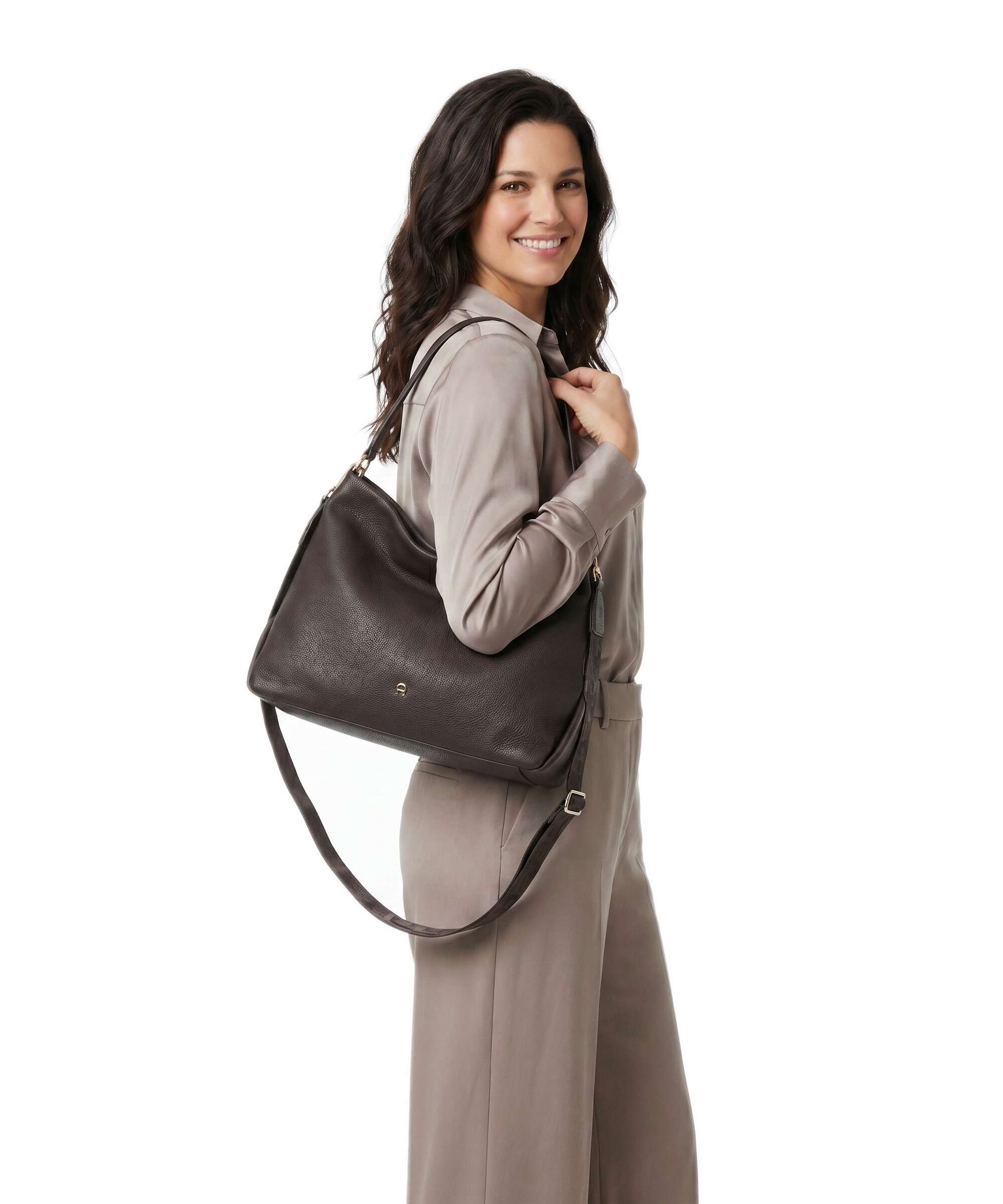 Aigner Paola M Hobo bag soil brown