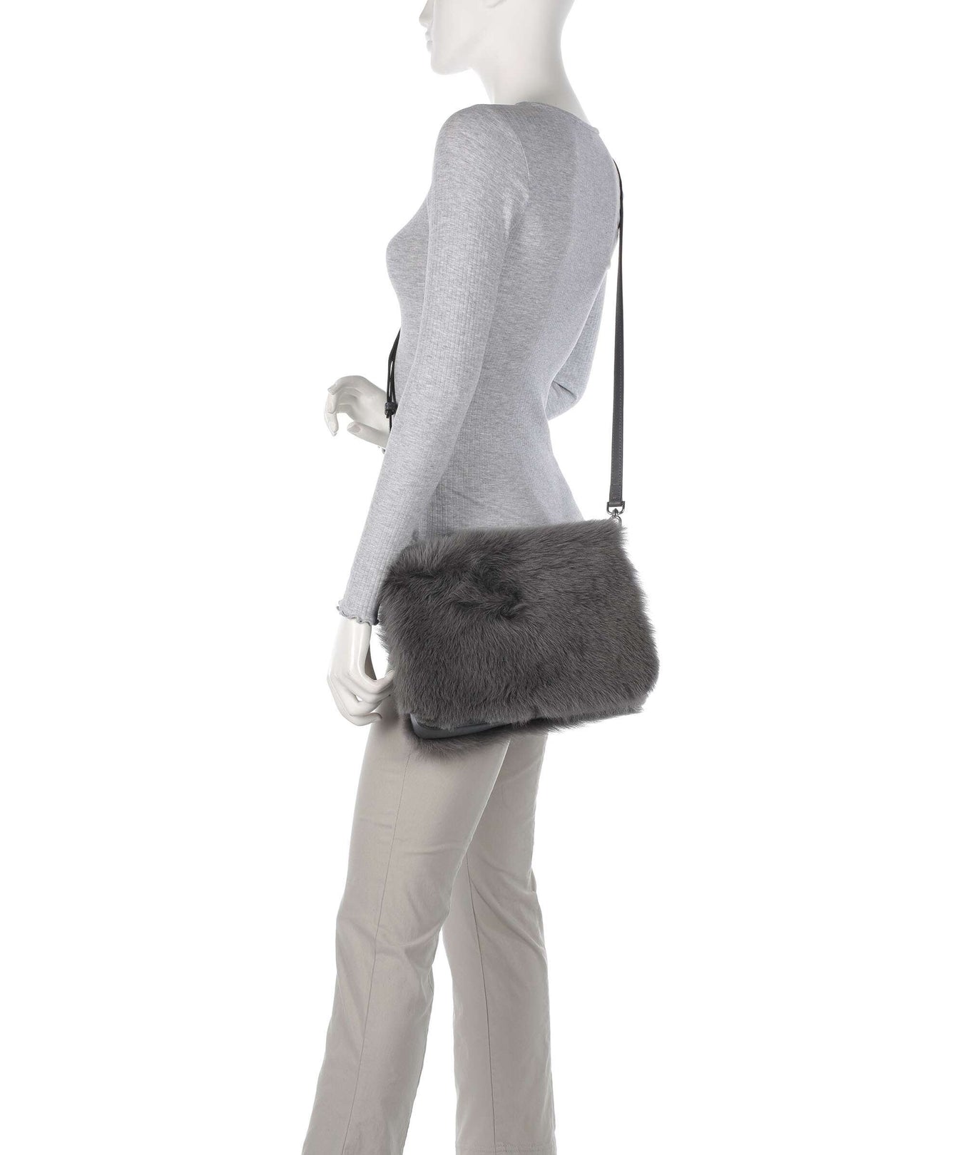 Abro Shearling Astor Shoulder bag grey