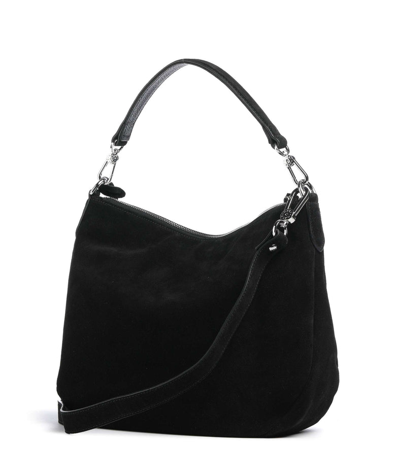 Abro Suede Juna Small Hobo bag black/nickel