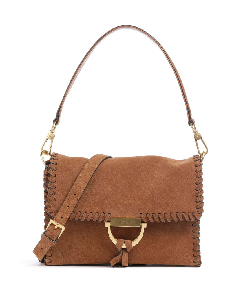 Abro Suede Temi Stitch Shoulder bag cuoio