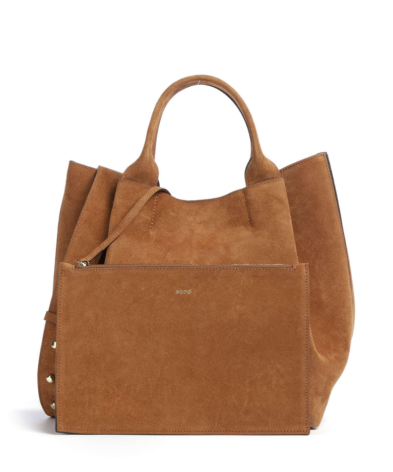 Abro Suede Essential Medium Handbag cuoio