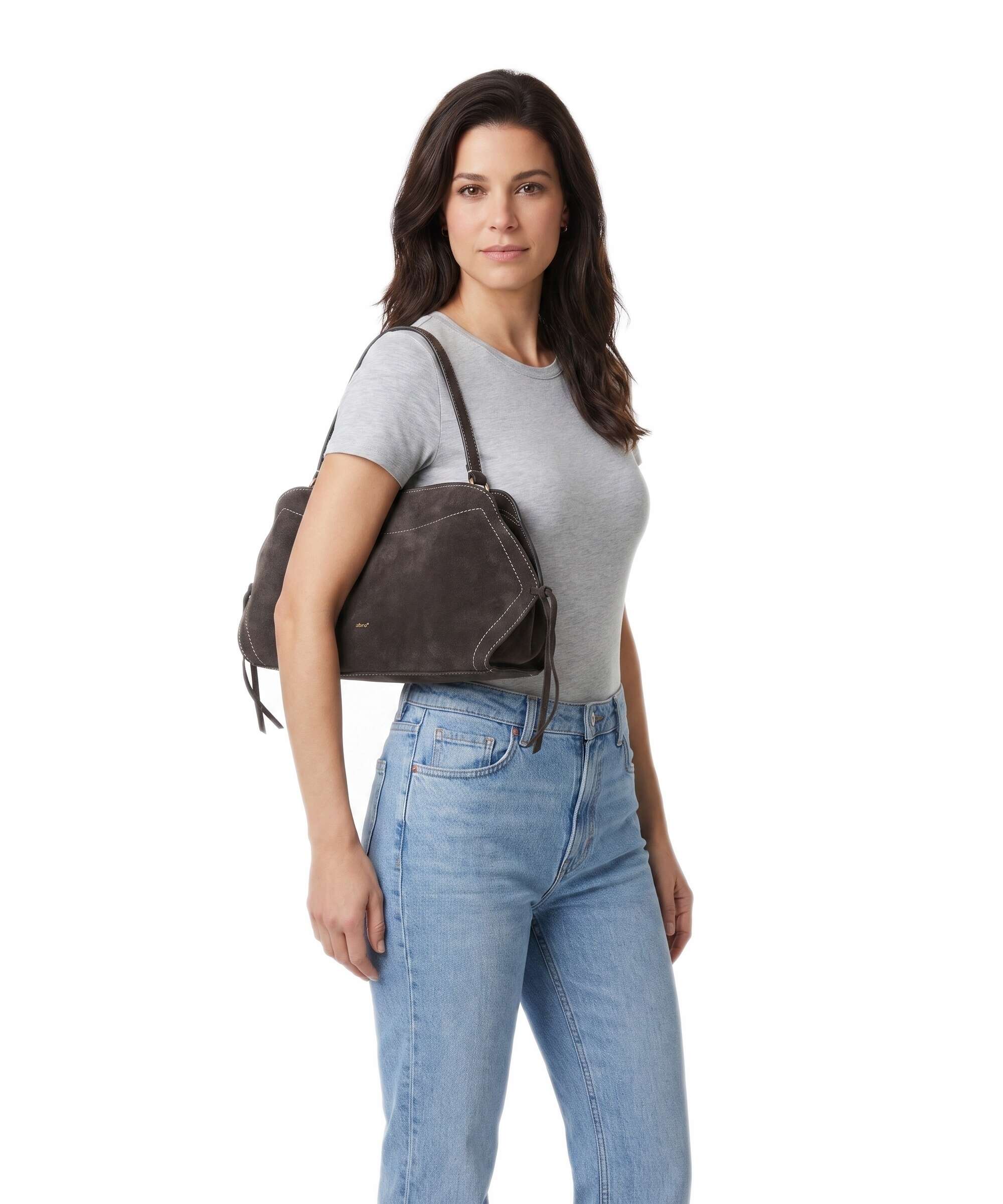 Abro Suede Necessity Small Shoulder bag dark brown