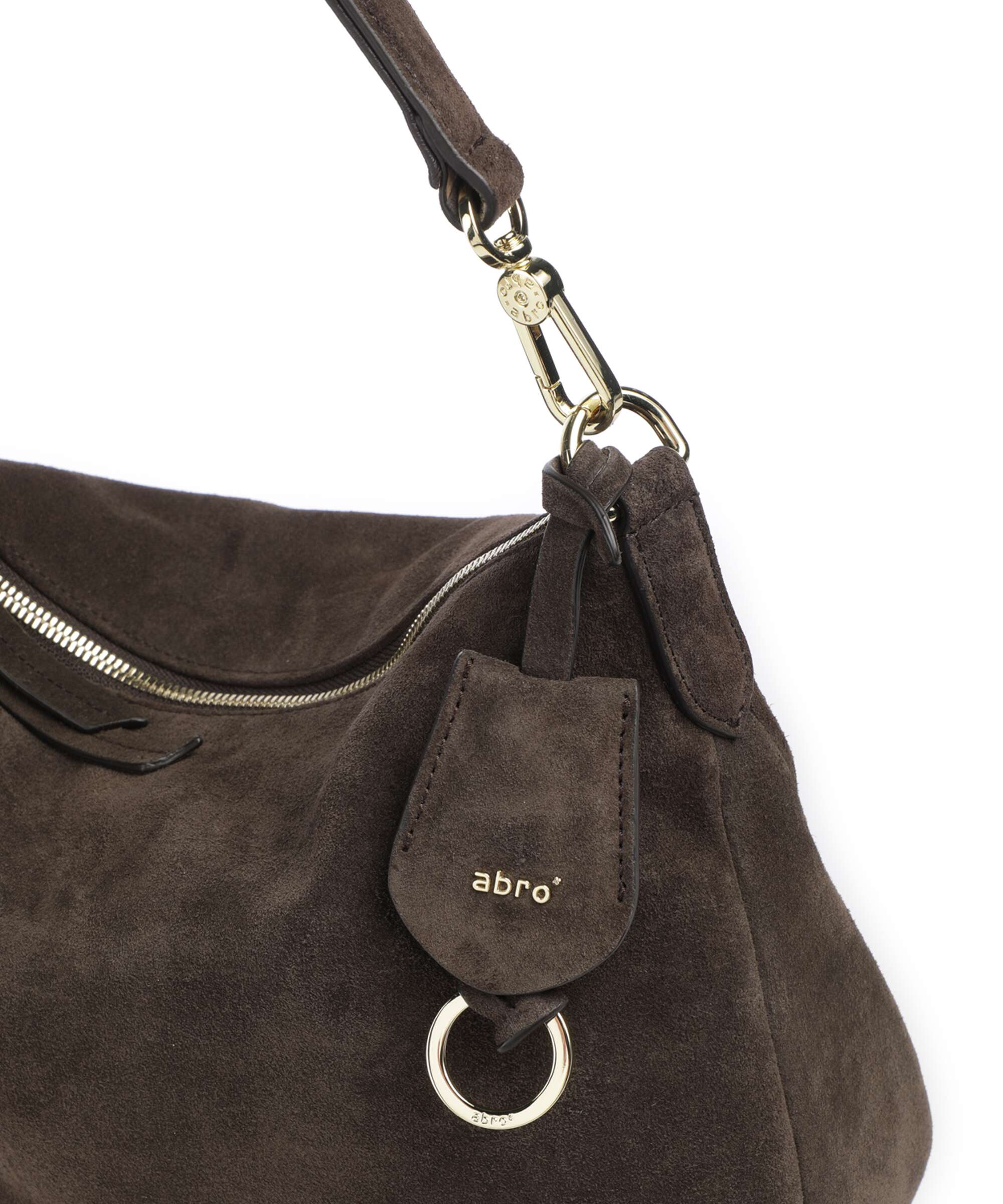 Abro Suede Juna Small Hobo bag dark brown