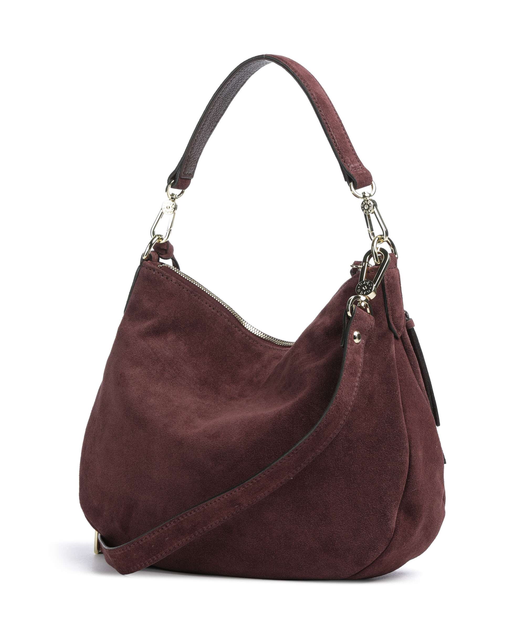 Abro Suede Juna Small Hobo bag burgundy