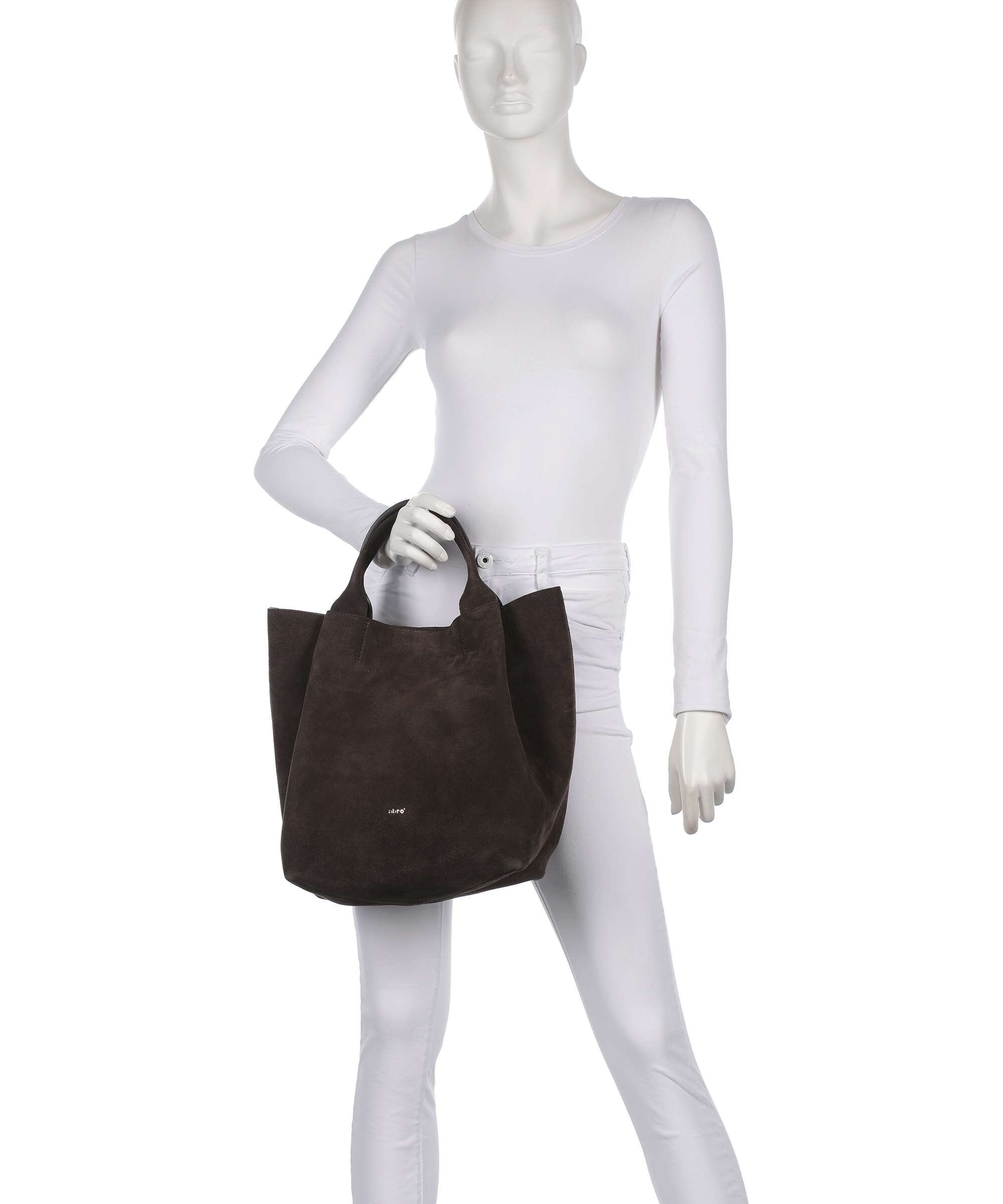 Abro Suede Essential Medium Handbag dark brown
