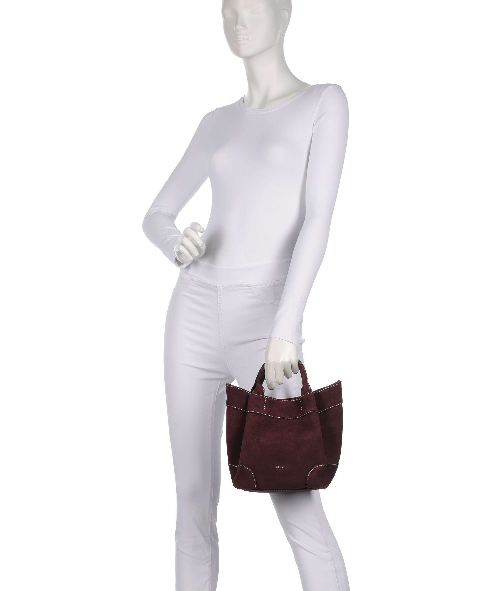 Abro Suede Essential Small Handbag burgundy