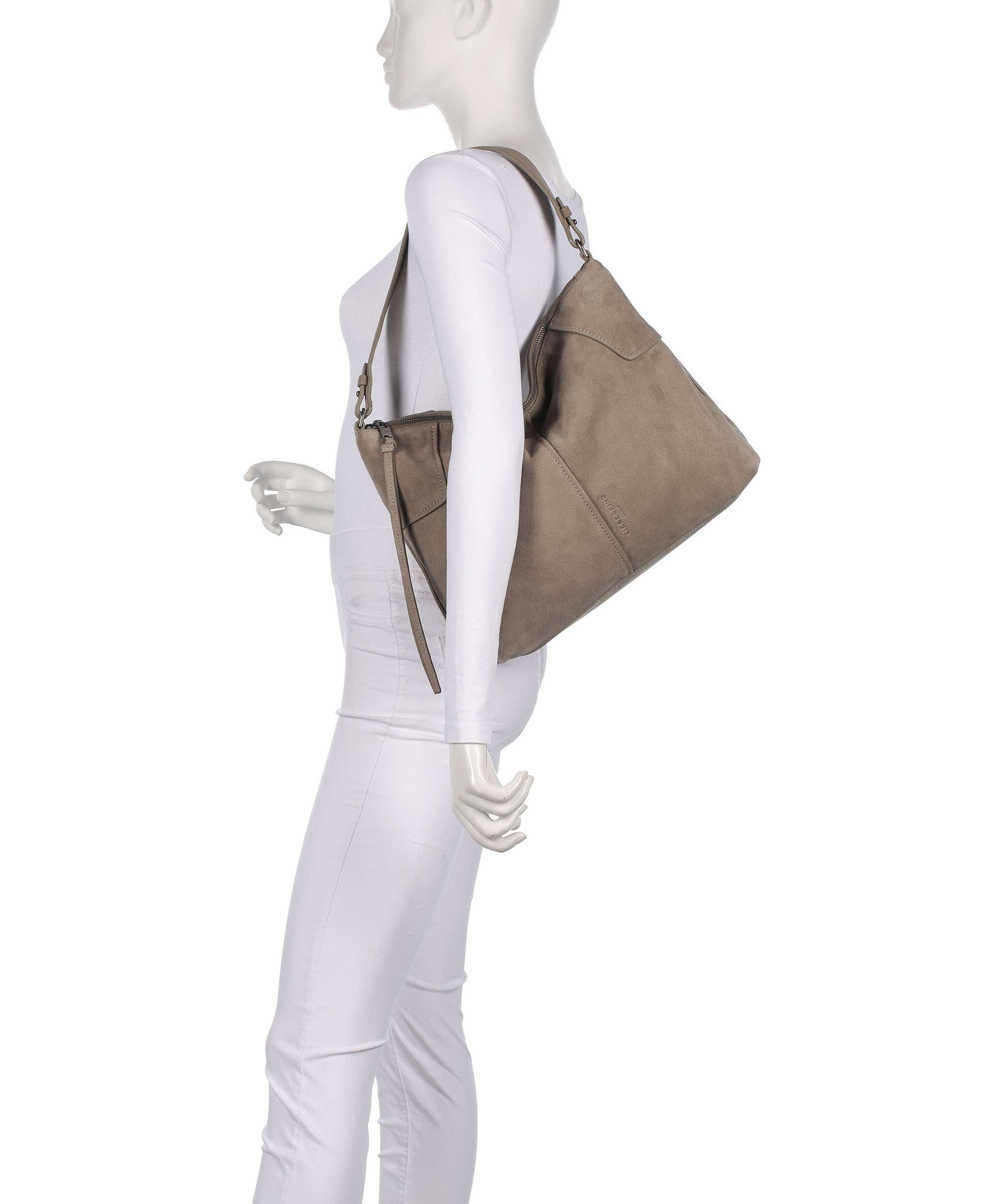 Liebeskind Mila Hydro Suede Hobo bag neutral grey