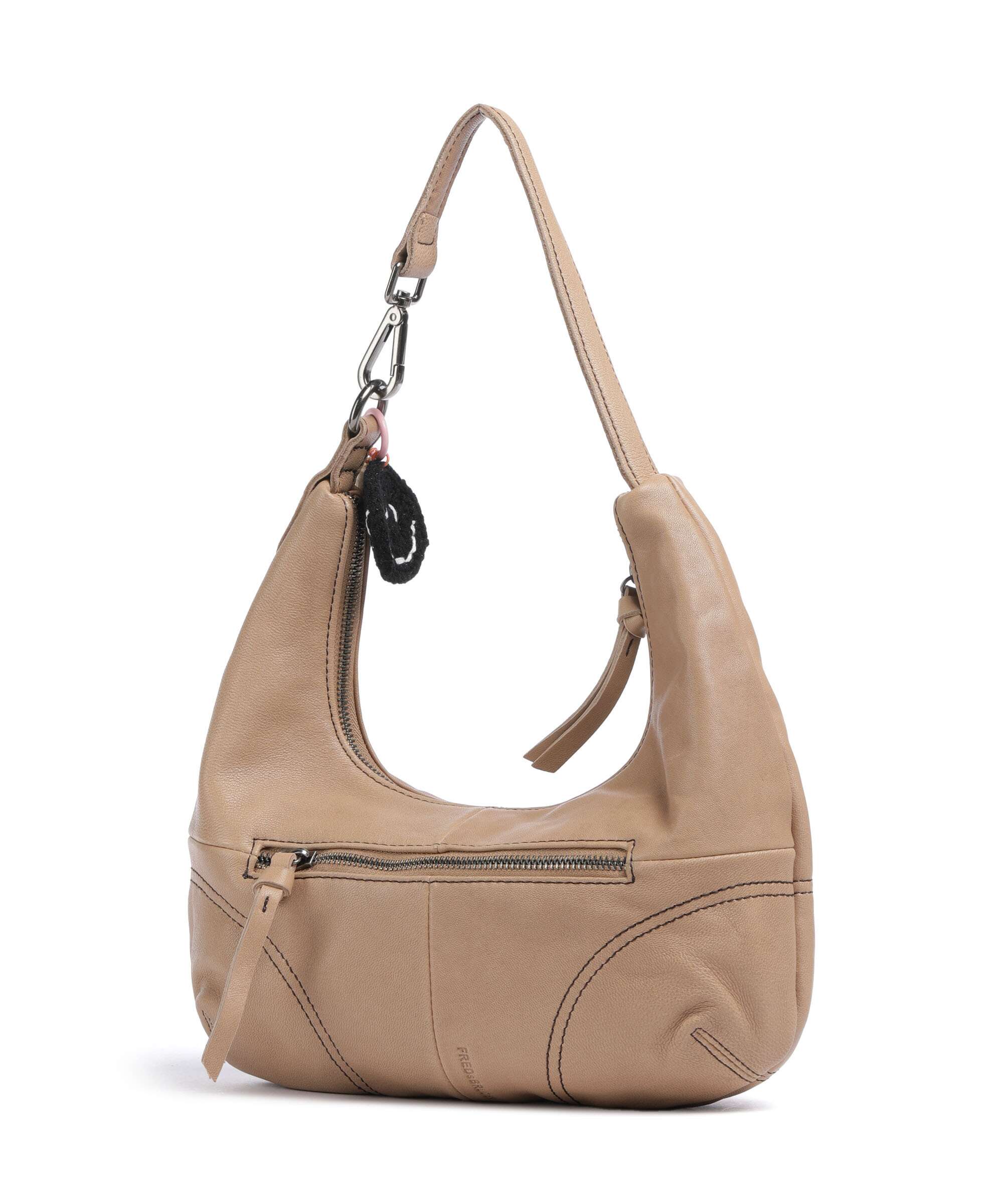 FredsBruder Take A Smile Midi Hobo bag milk coffee