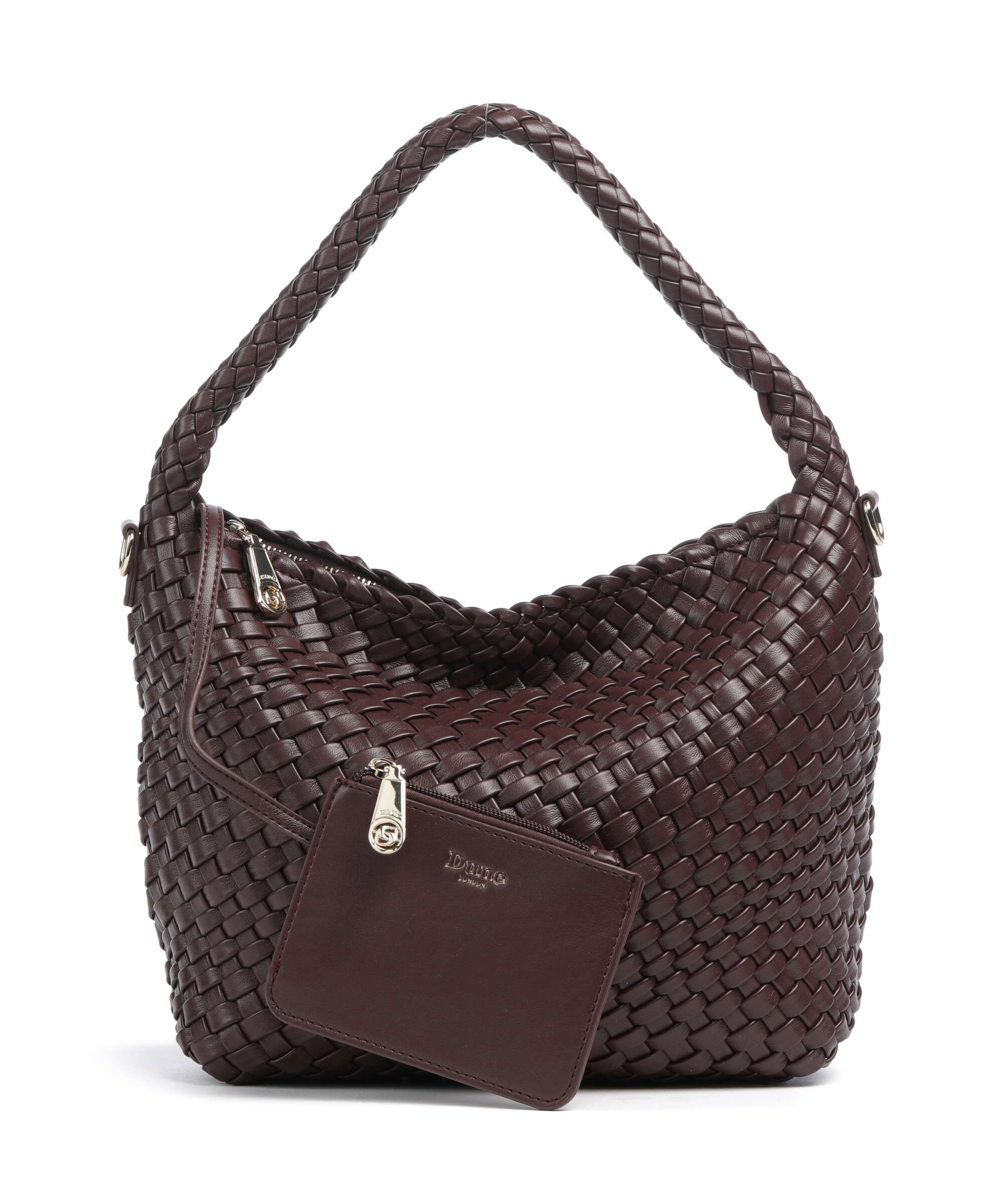 Dune London Deliberate M Bucket bag burgundy