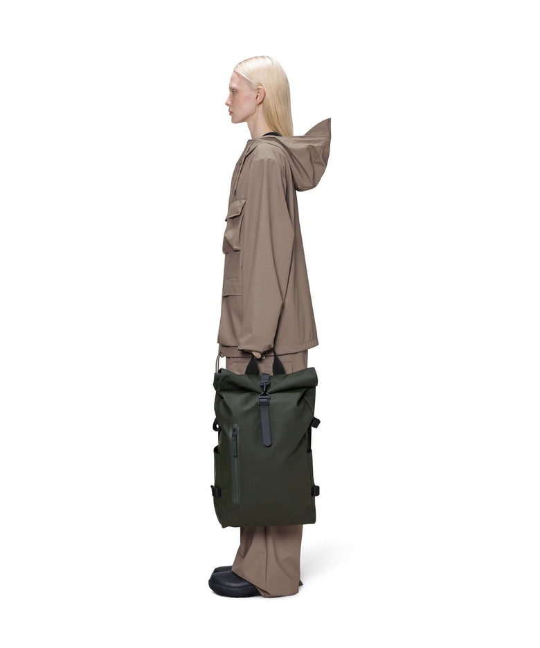 Rains Large Rolltop backpack green