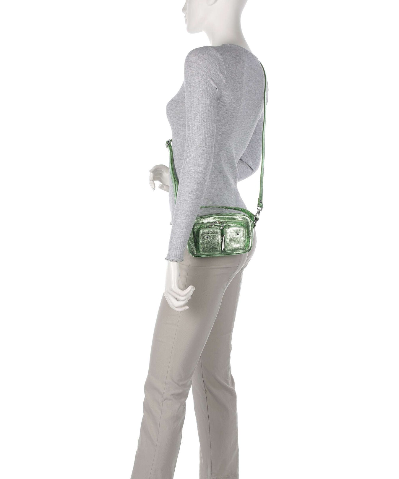 Núnoo Metallic Helena Crossbody bag light green