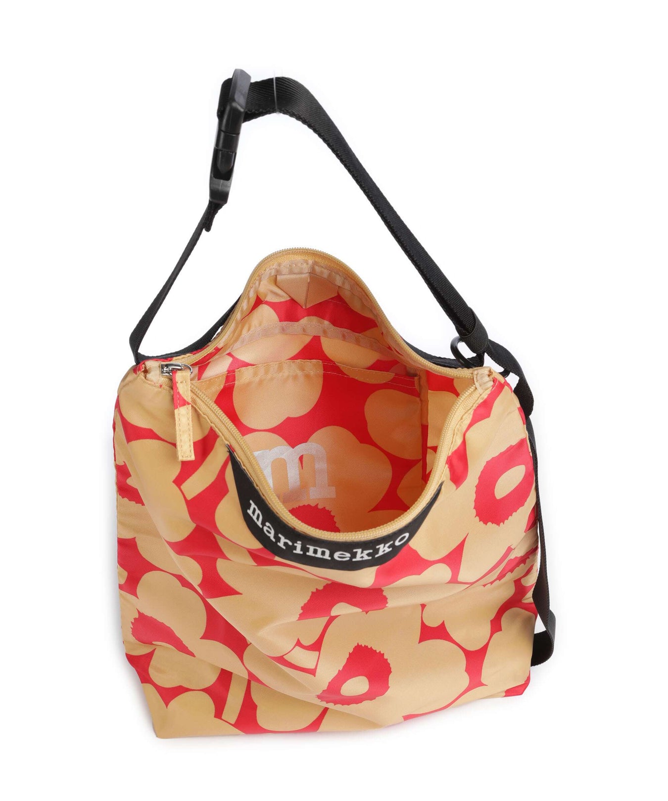 Marimekko Unikko Neat M Hobo bag light brown/red
