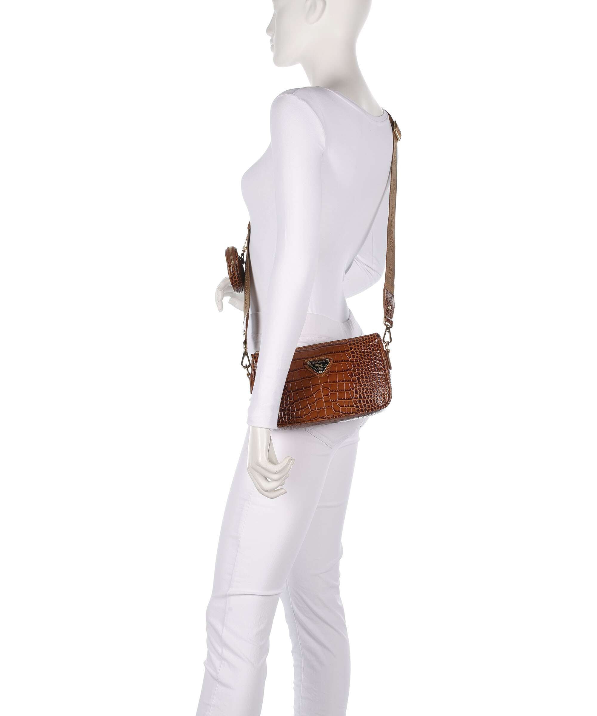 Maison Mollerus Croco Zell Shoulder bag honey braun