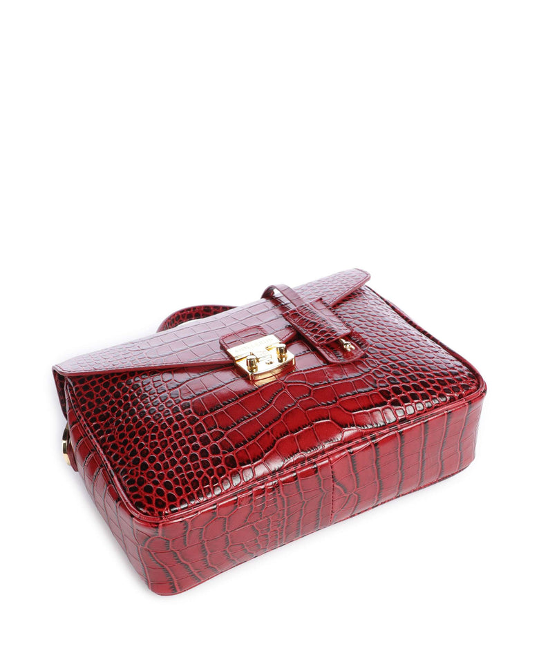 Maison Mollerus Croco Marly Crossbody bag antique rot