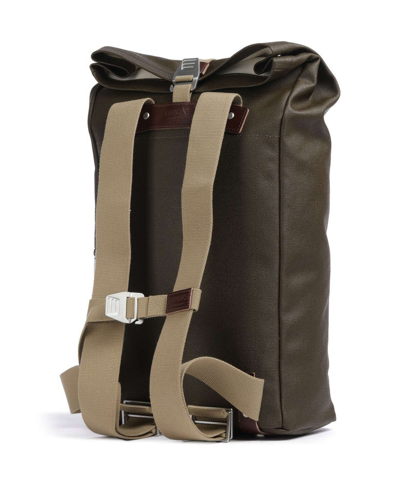 Brooks England Pickwick Patchwork Large Rolltop backpack moss