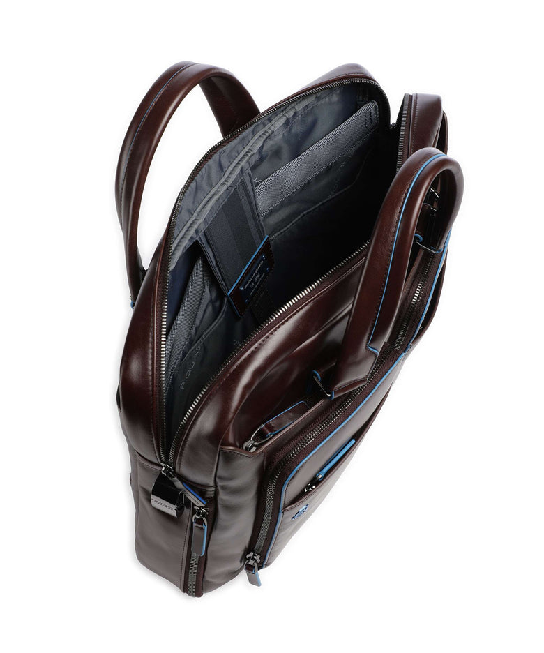 Piquadro Blue Square Briefcase mahogany