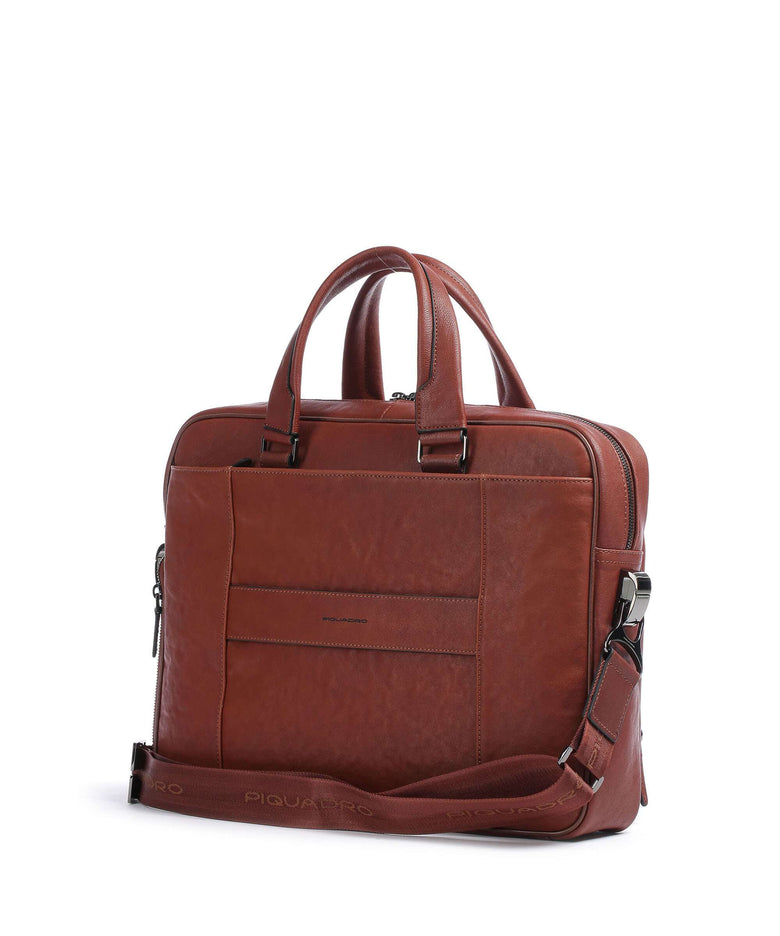 Piquadro Black Square Briefcase cuoio