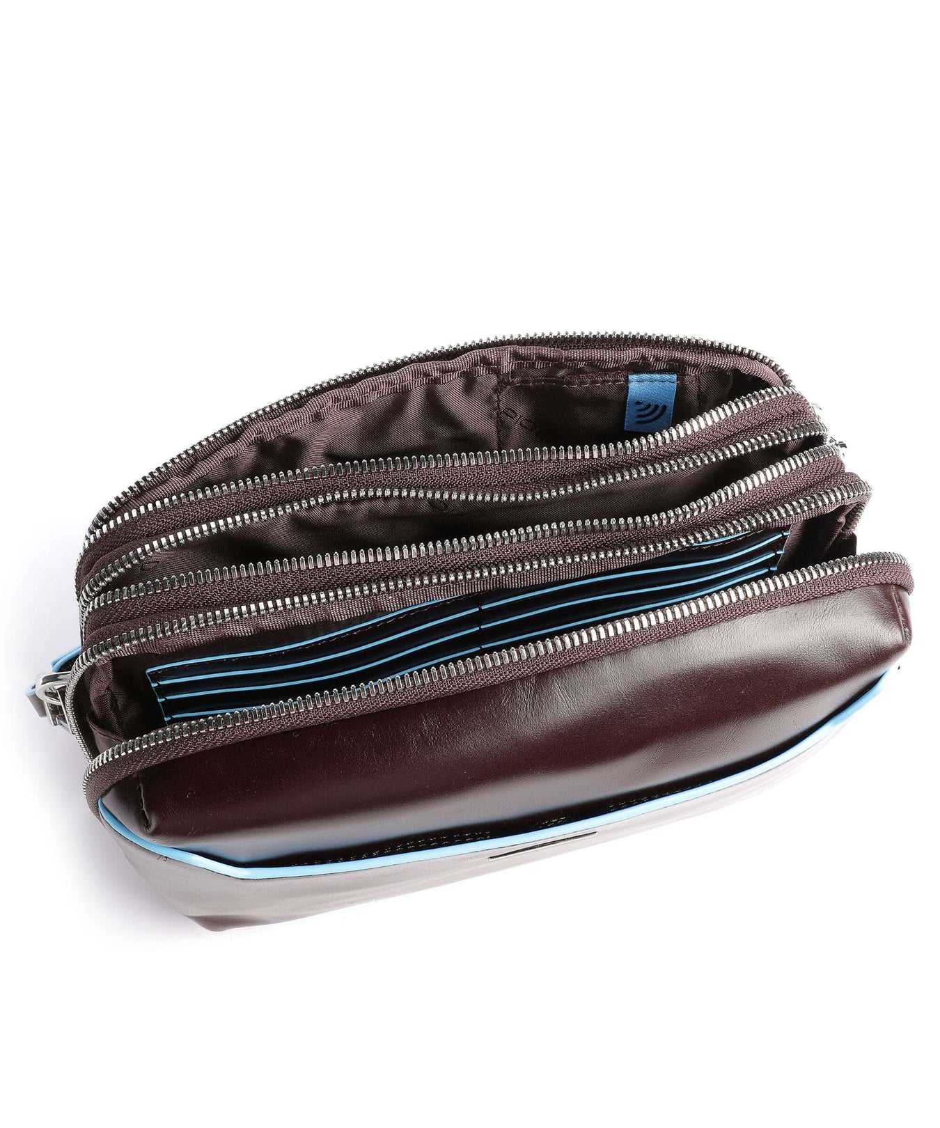 Piquadro Blue Square Wristlet mahogany