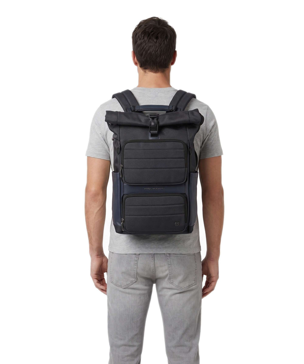 Piquadro Oberon 34 Rolltop backpack blue