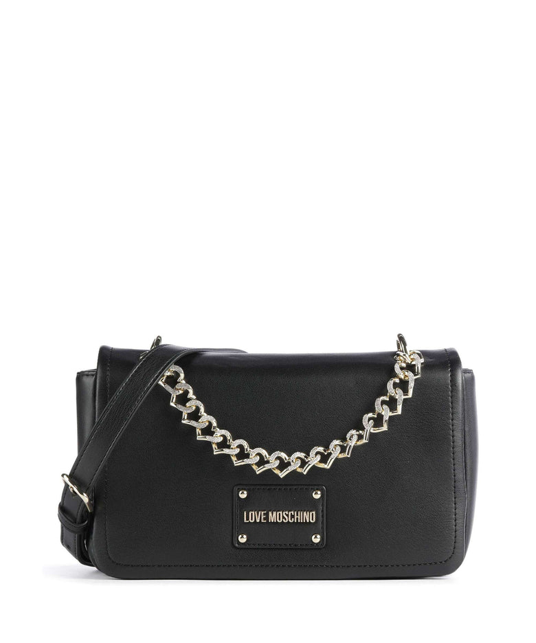 Love Moschino Strass Heart Chain Crossbody bag nero