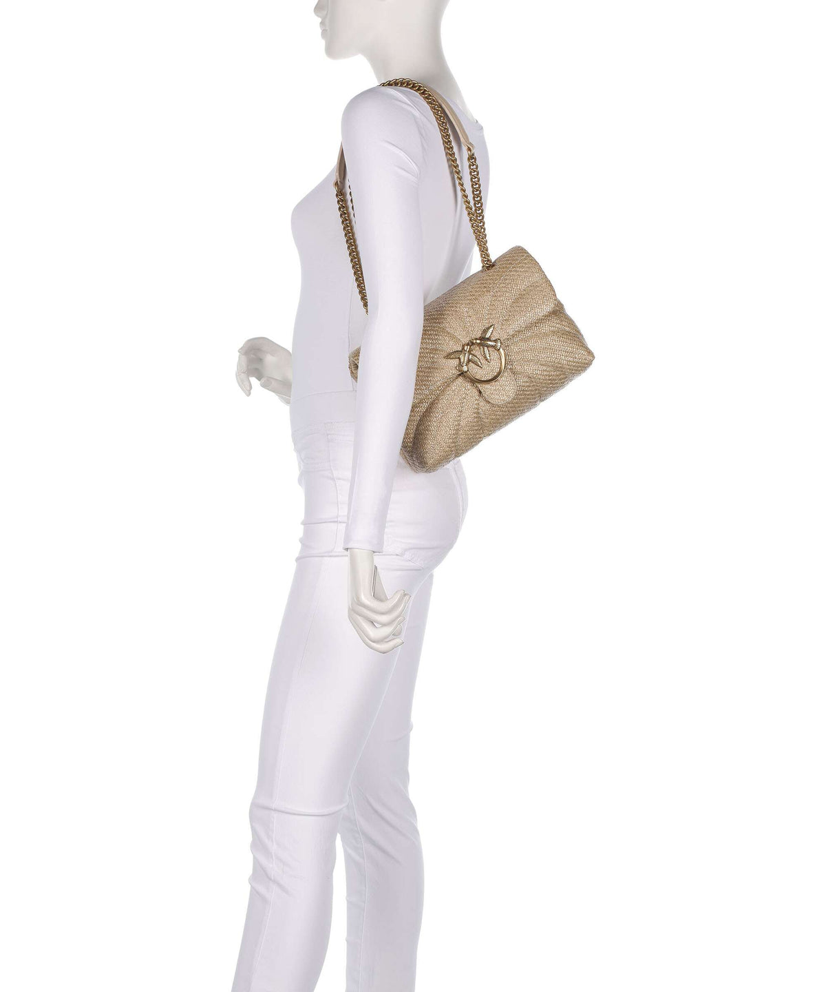Pinko Love Puff Classic Shoulder bag beige/grigio fumo/antique gold
