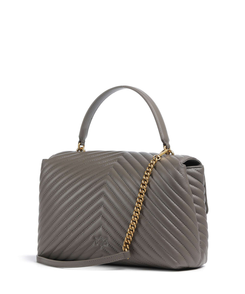 Pinko Love Lady Puff Big Handbag grigio asfalto/antique gold