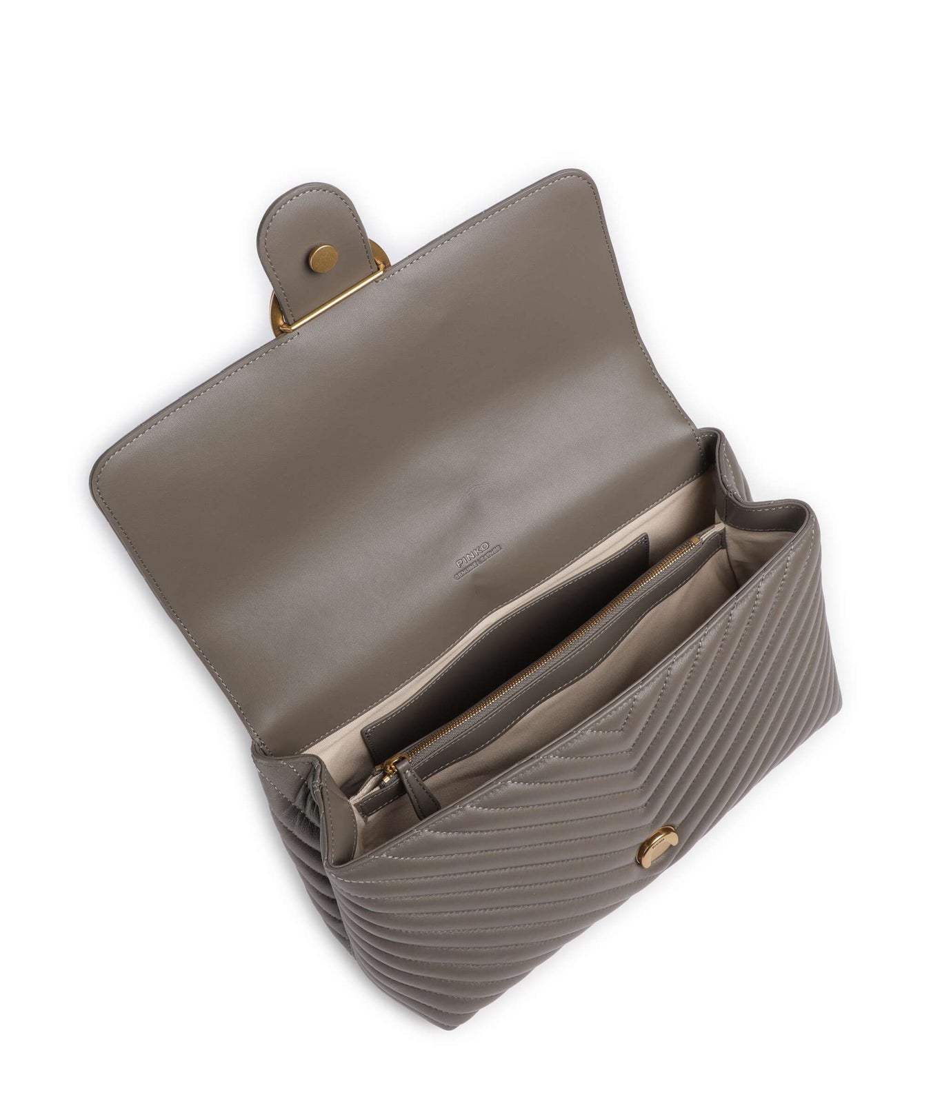 Pinko Love Lady Puff Big Handbag grigio asfalto/antique gold