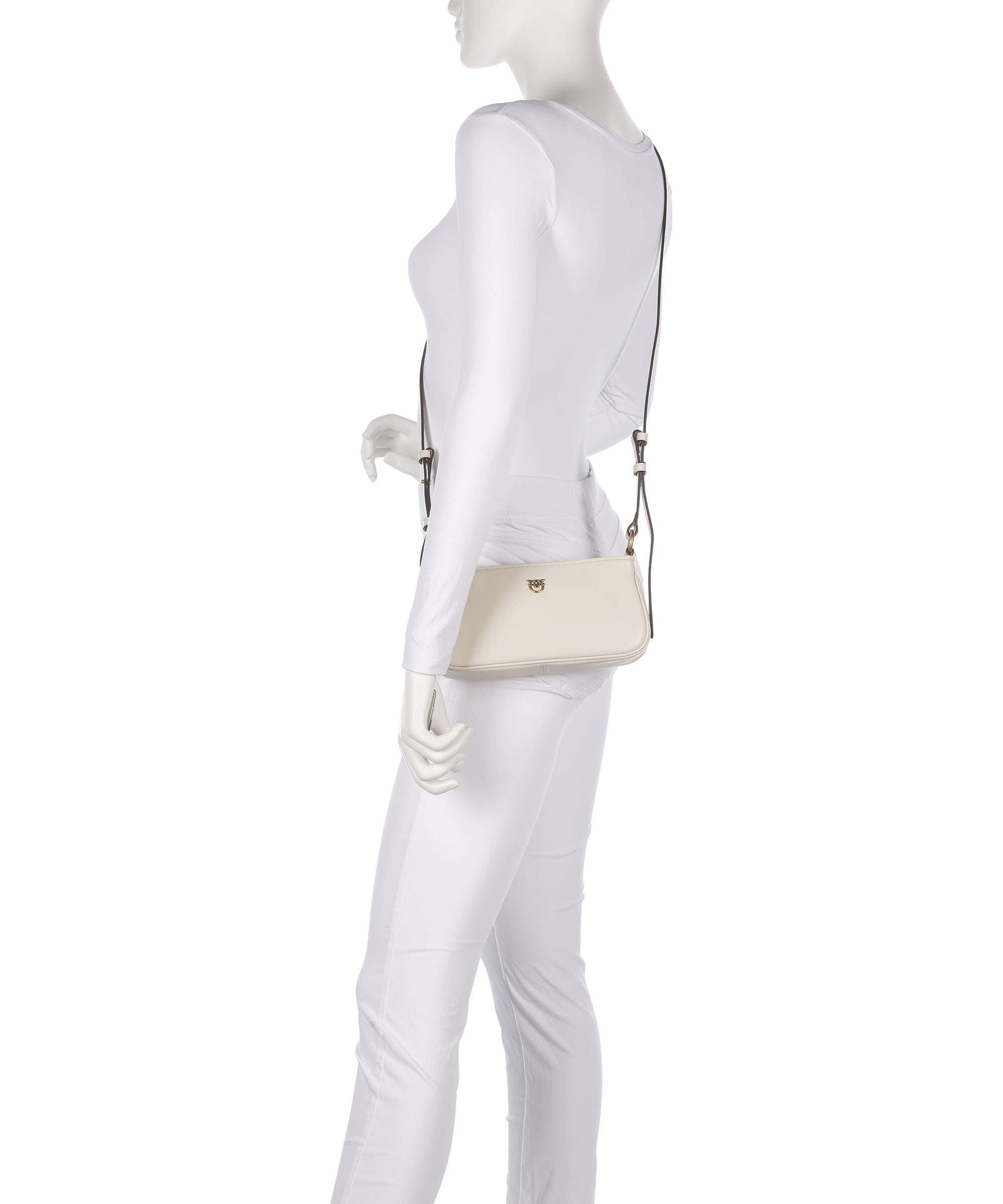 Pinko Half Moon Mini Crossbody bag bianco seta/antique gold