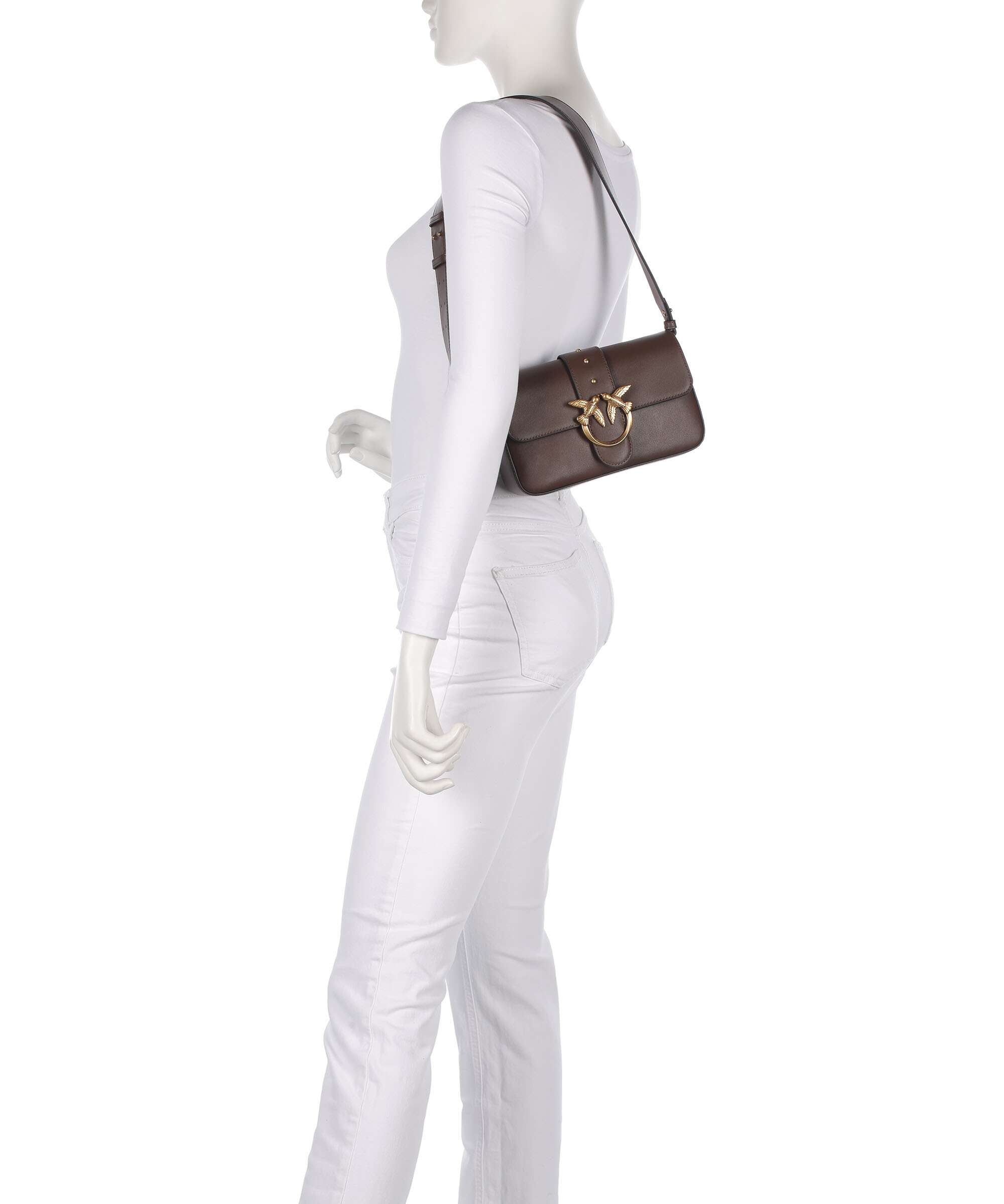 Pinko Love One Mini Slouchy Shoulder bag marrone castano/antique gold