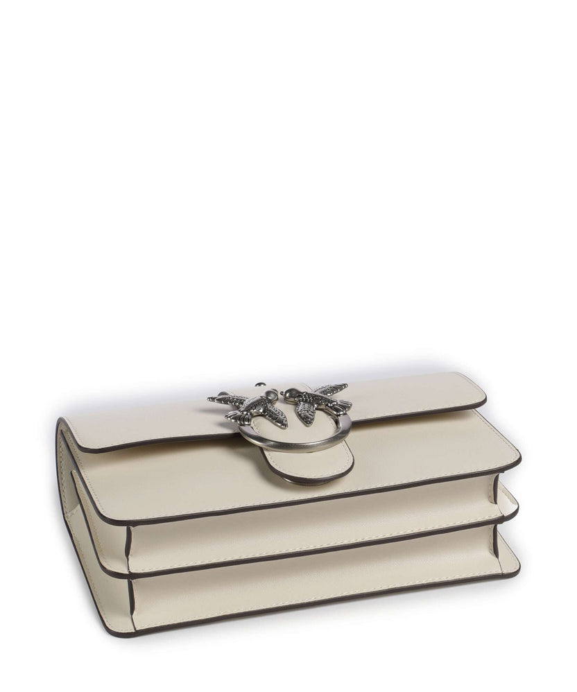 Pinko Love One Mini Crossbody bag bianco seta/old silver