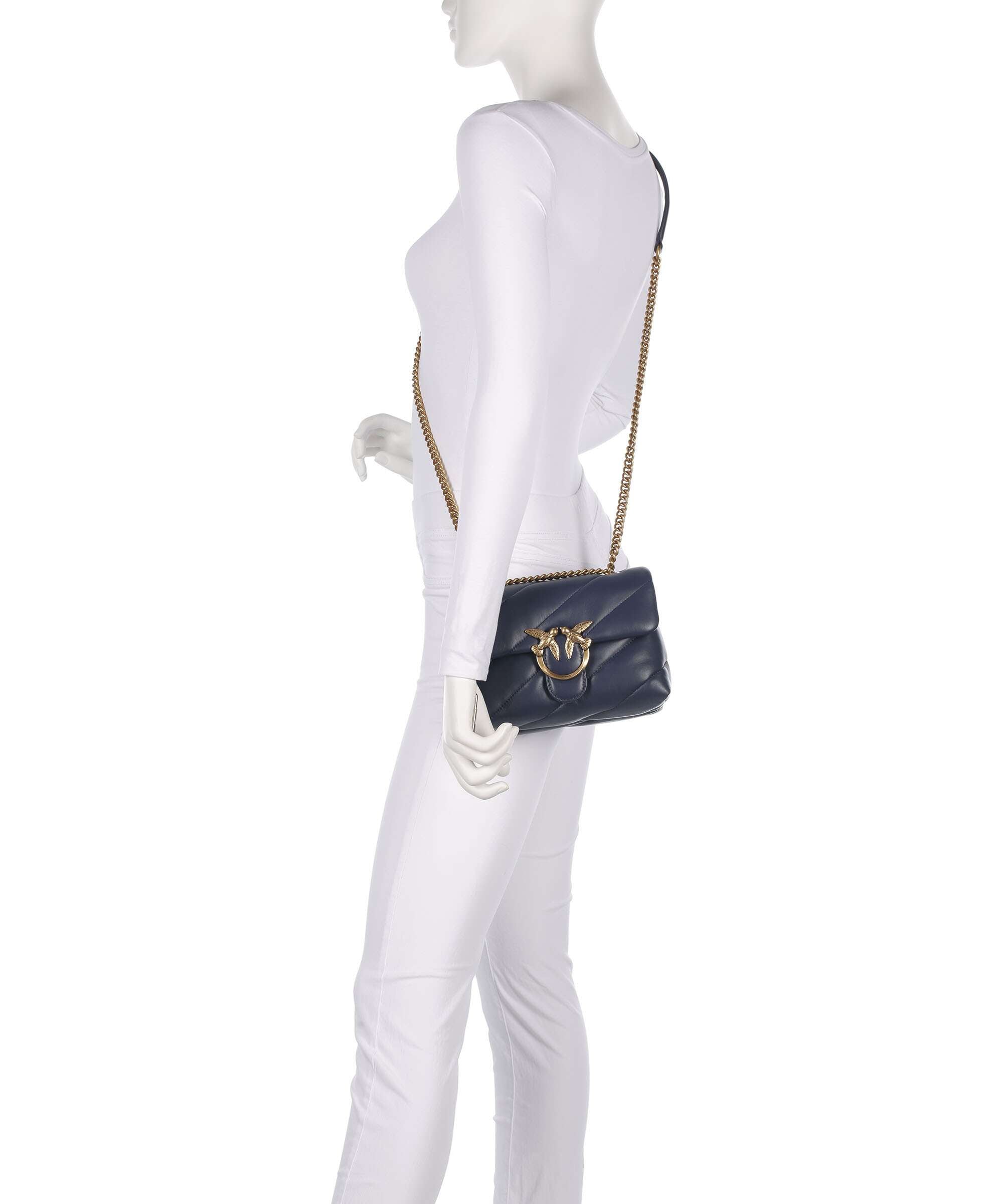 Pinko Love Puff Mini Shoulder bag blu indaco ombroso/antique gold