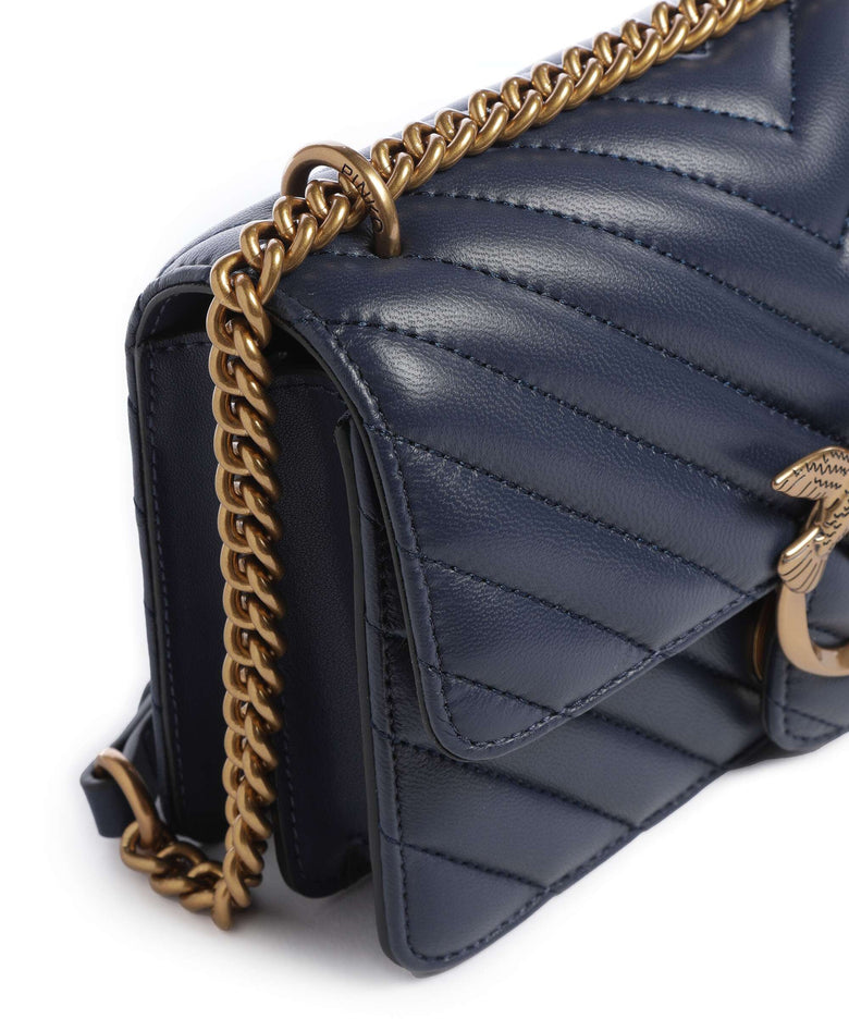 Pinko Love One Mini Shoulder bag blu indaco ombroso/antique gold