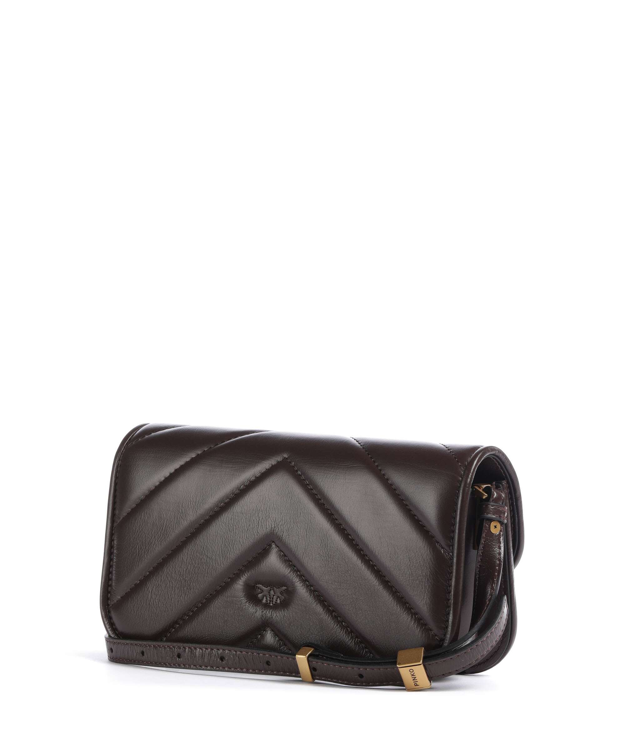 Pinko Love Box Baguette Shoulder bag rosso mogano/antique gold