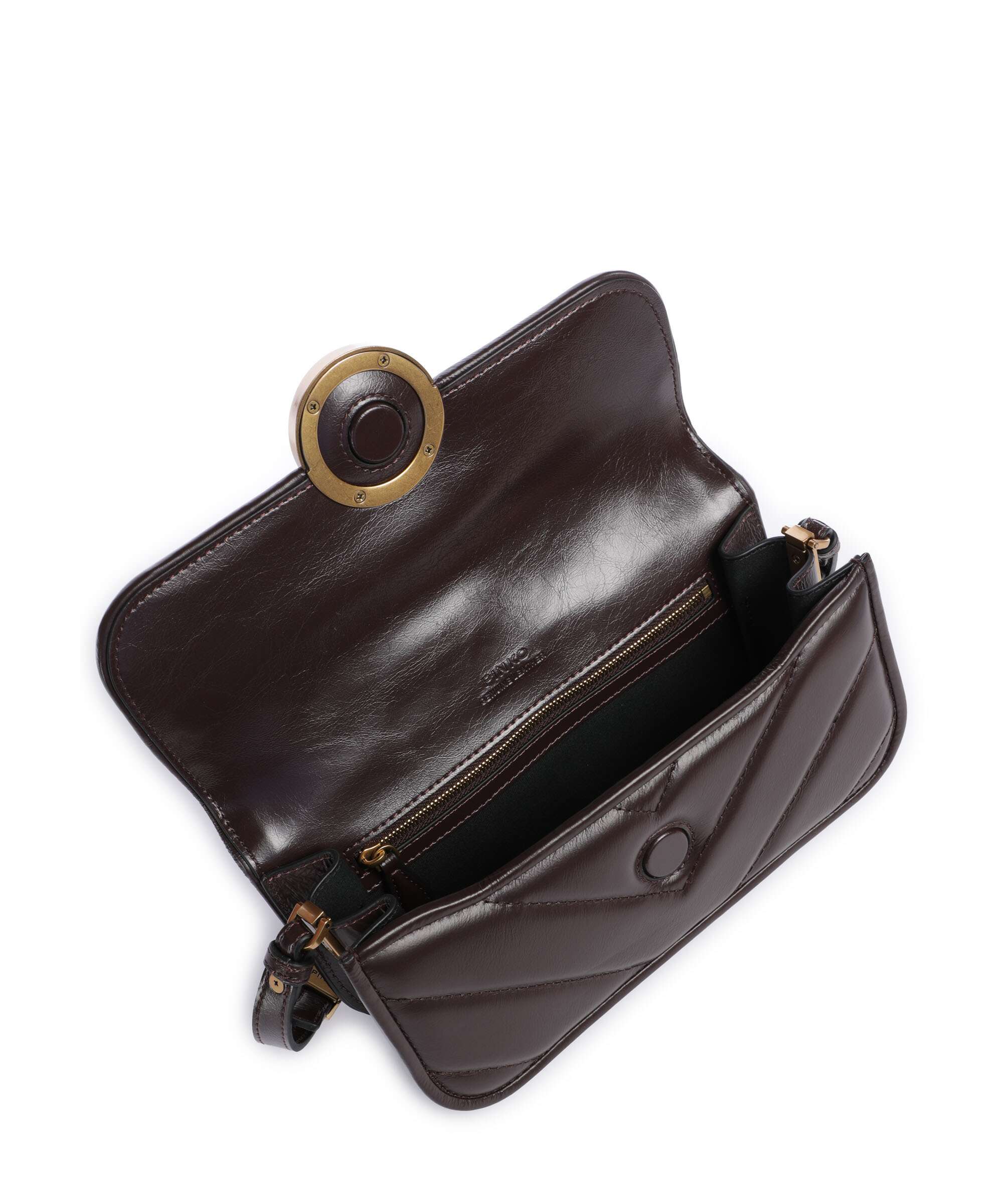 Pinko Love Box Baguette Shoulder bag rosso mogano/antique gold