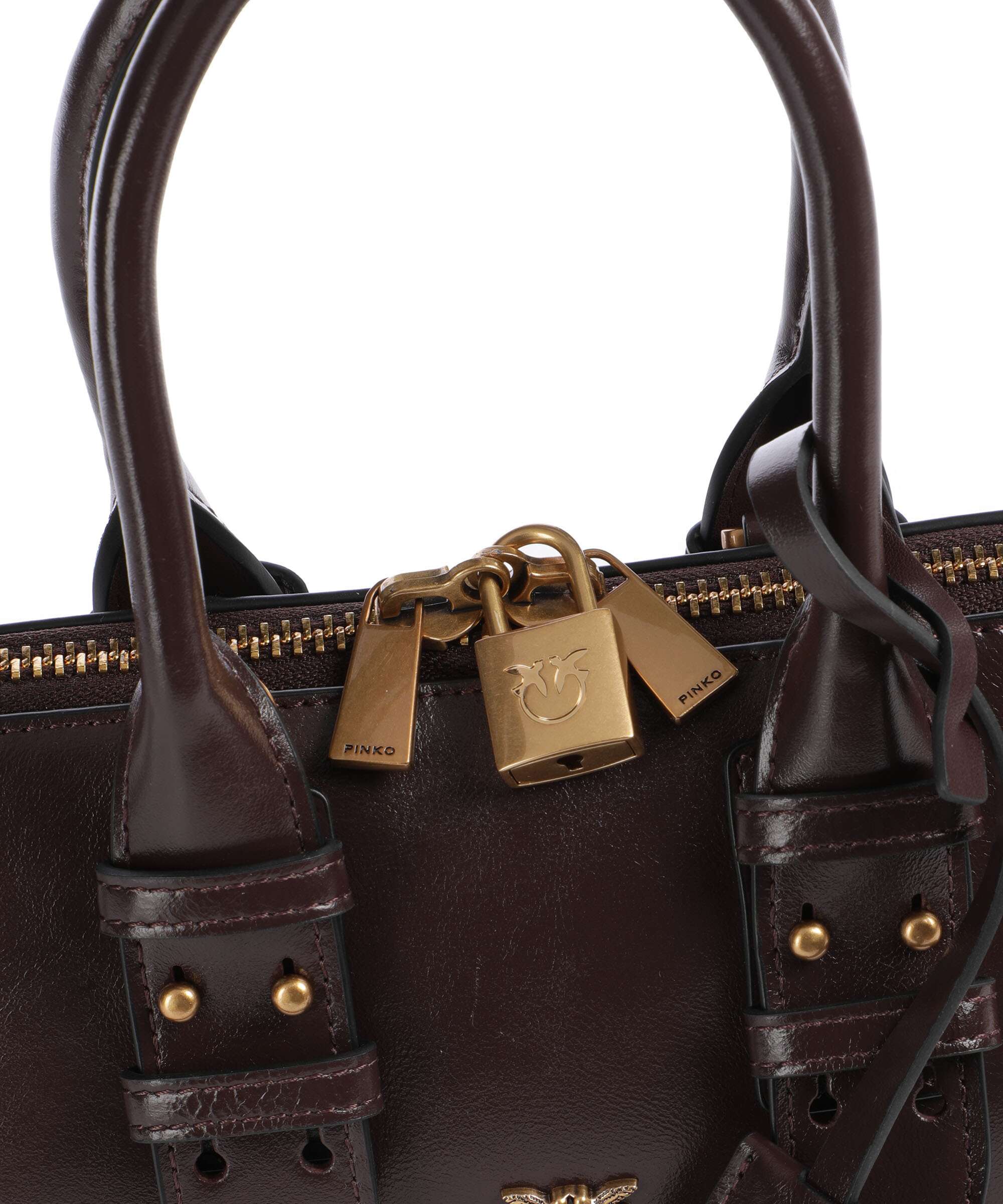 Pinko Bowling Horizontal Handbag rosso mogano/antique gold