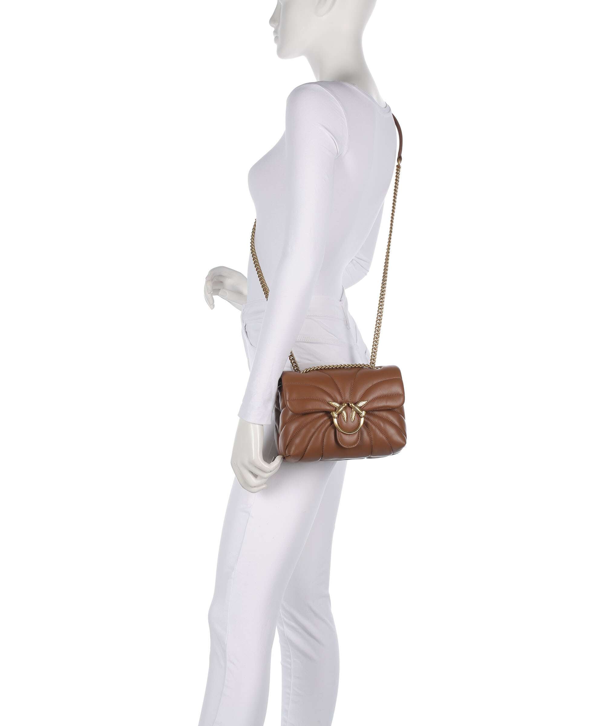 Pinko Love Puff Mini Shoulder bag marrone/leone/antique gold