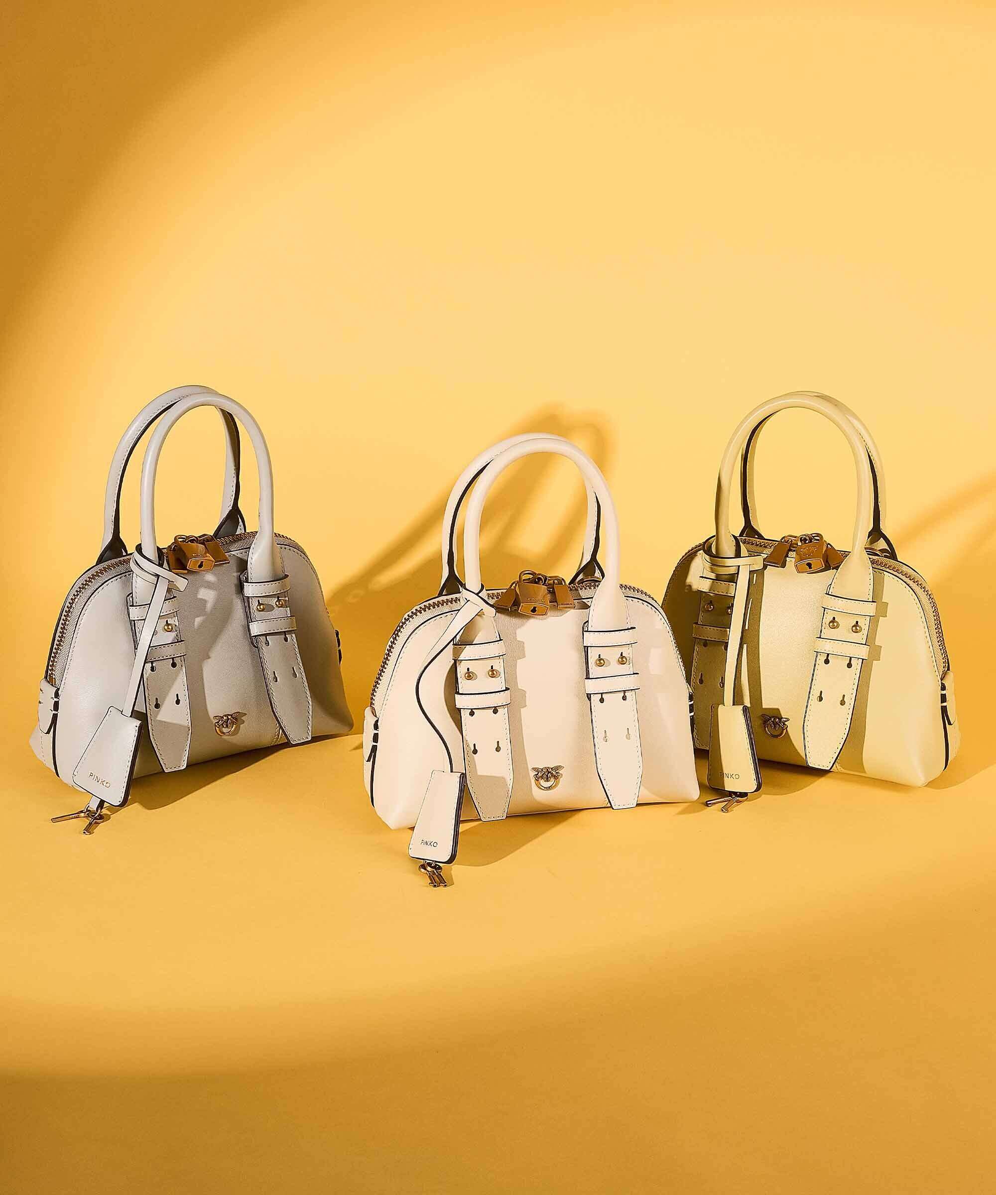 Pinko Bowling Mini Handbag bianco seta/antique gold