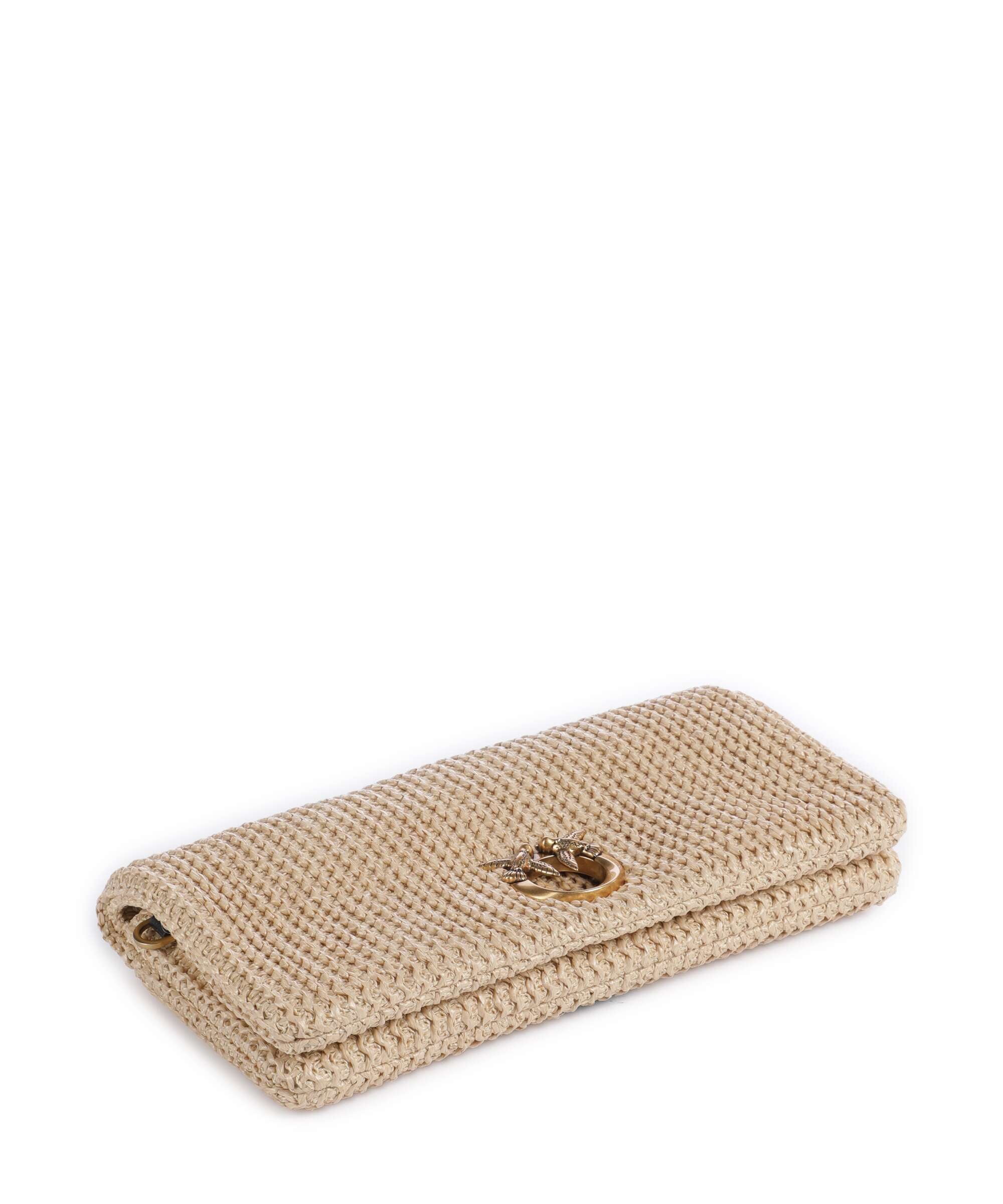 Pinko Love Click Soft Horizontal Classic Crossbody bag rafia/nero/antique gold