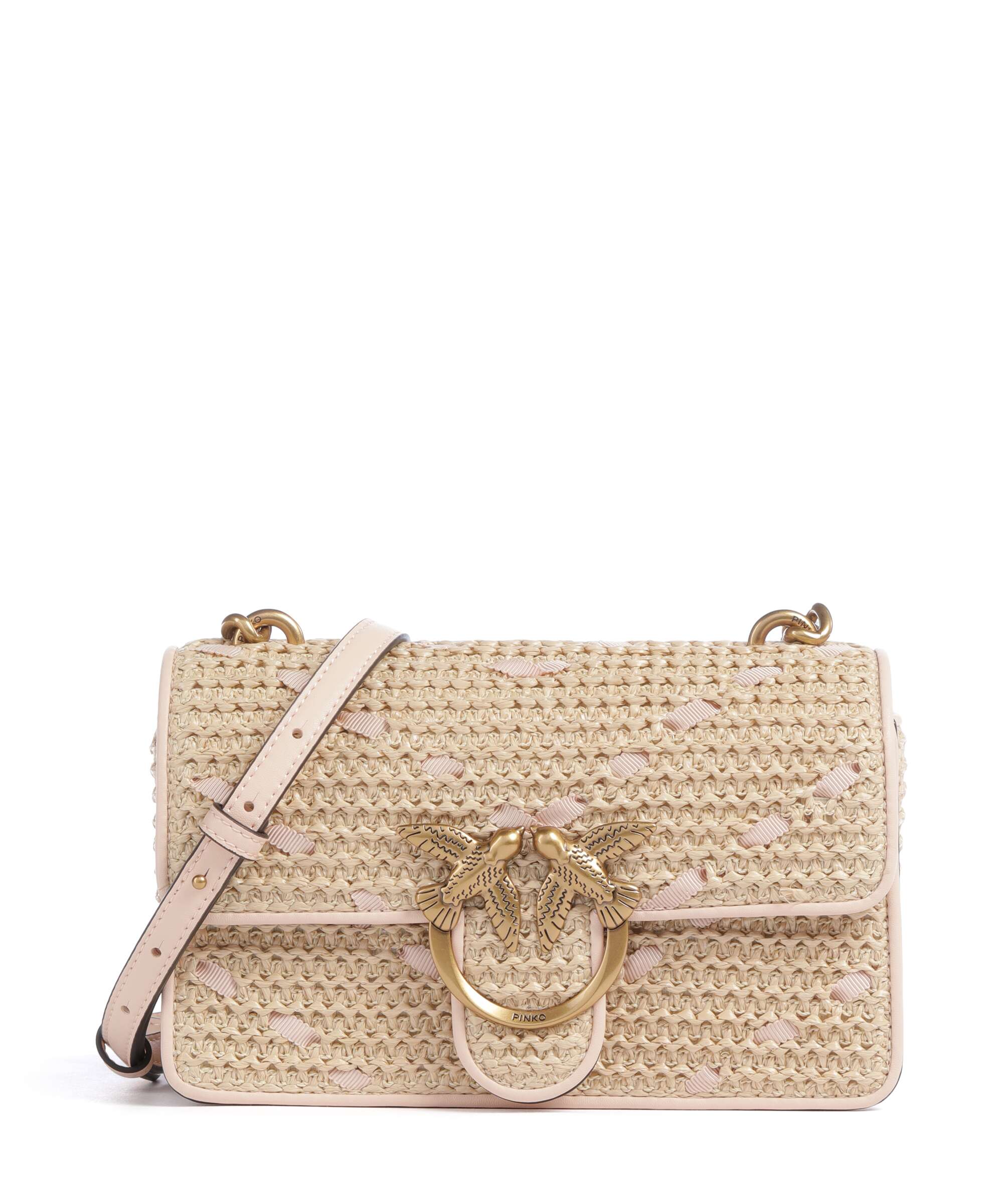 Pinko Love One Mini Crossbody bag paglia/rosa/antique gold
