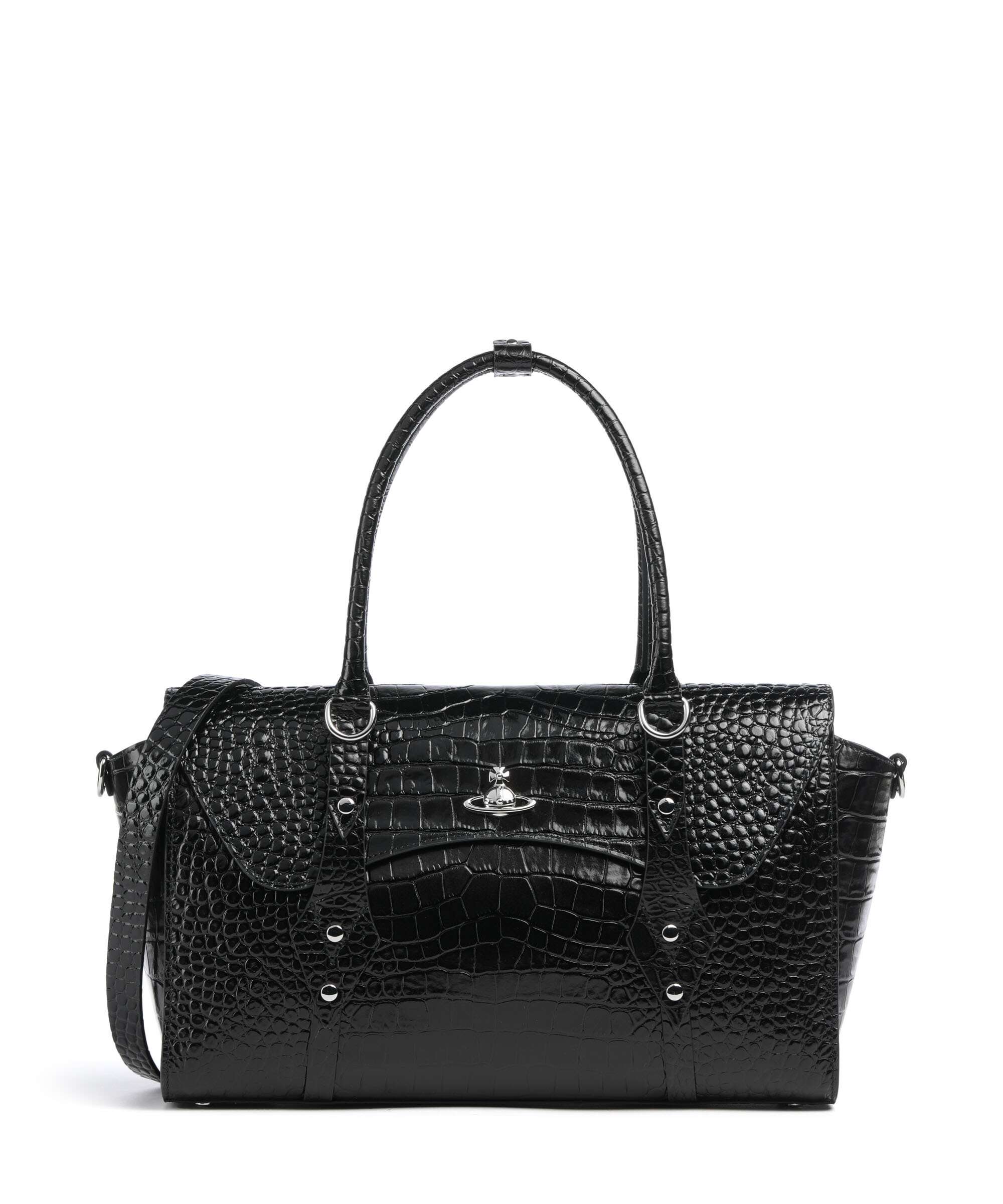 Vivienne Westwood Bettina Embossed Croc Medium Tote bag black